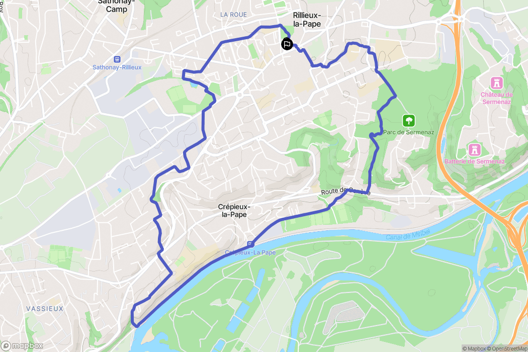 Rillieux-la-Pape : carte du parcours de randonnée - France