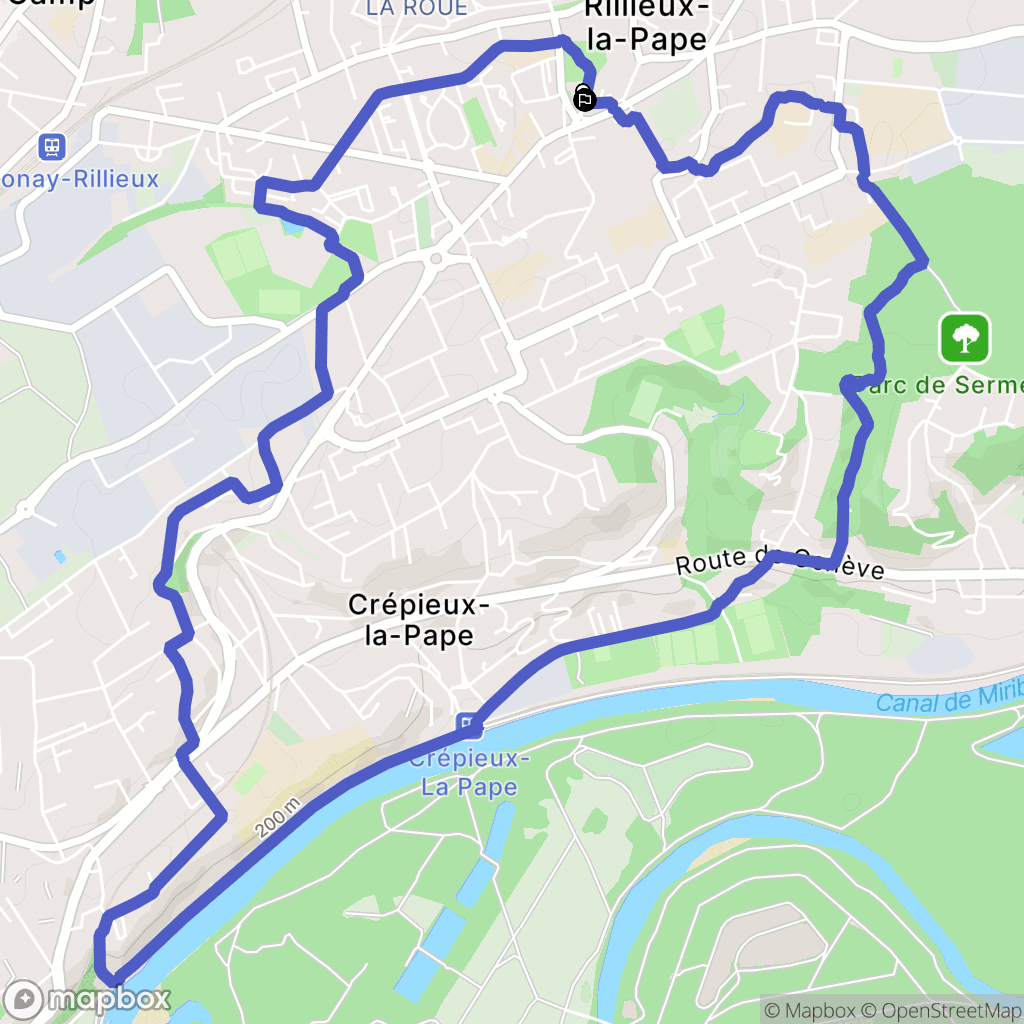 Rillieux-la-Pape : carte du parcours de randonnée - France