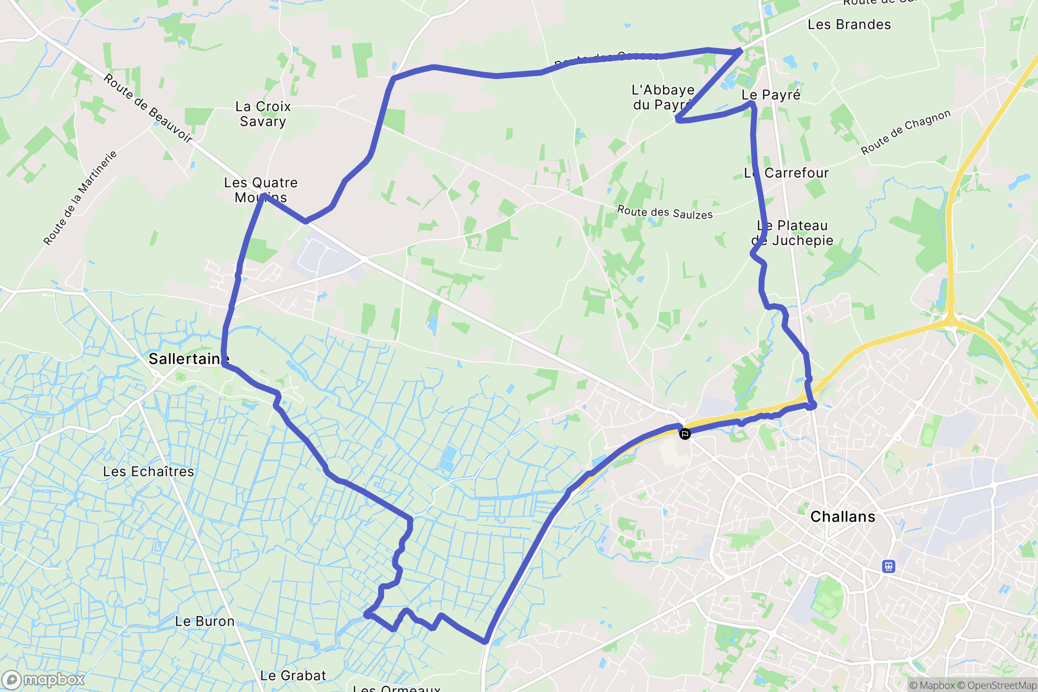 Challans : carte du parcours de randonnée - France