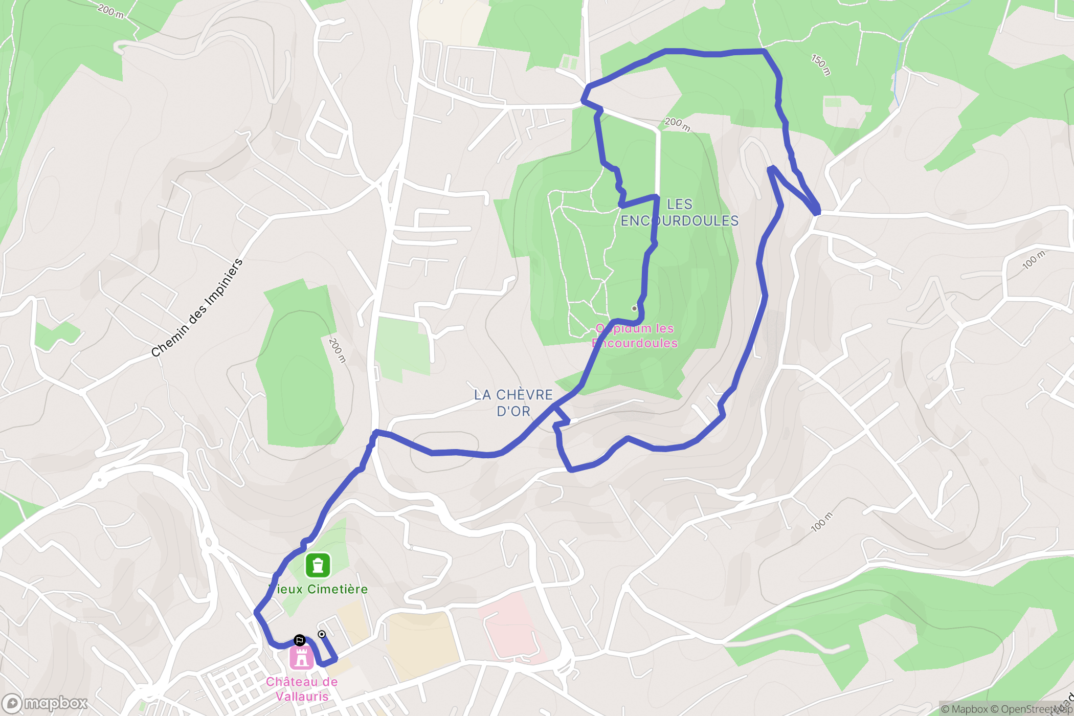 Vallauris : carte du parcours de randonnée - France