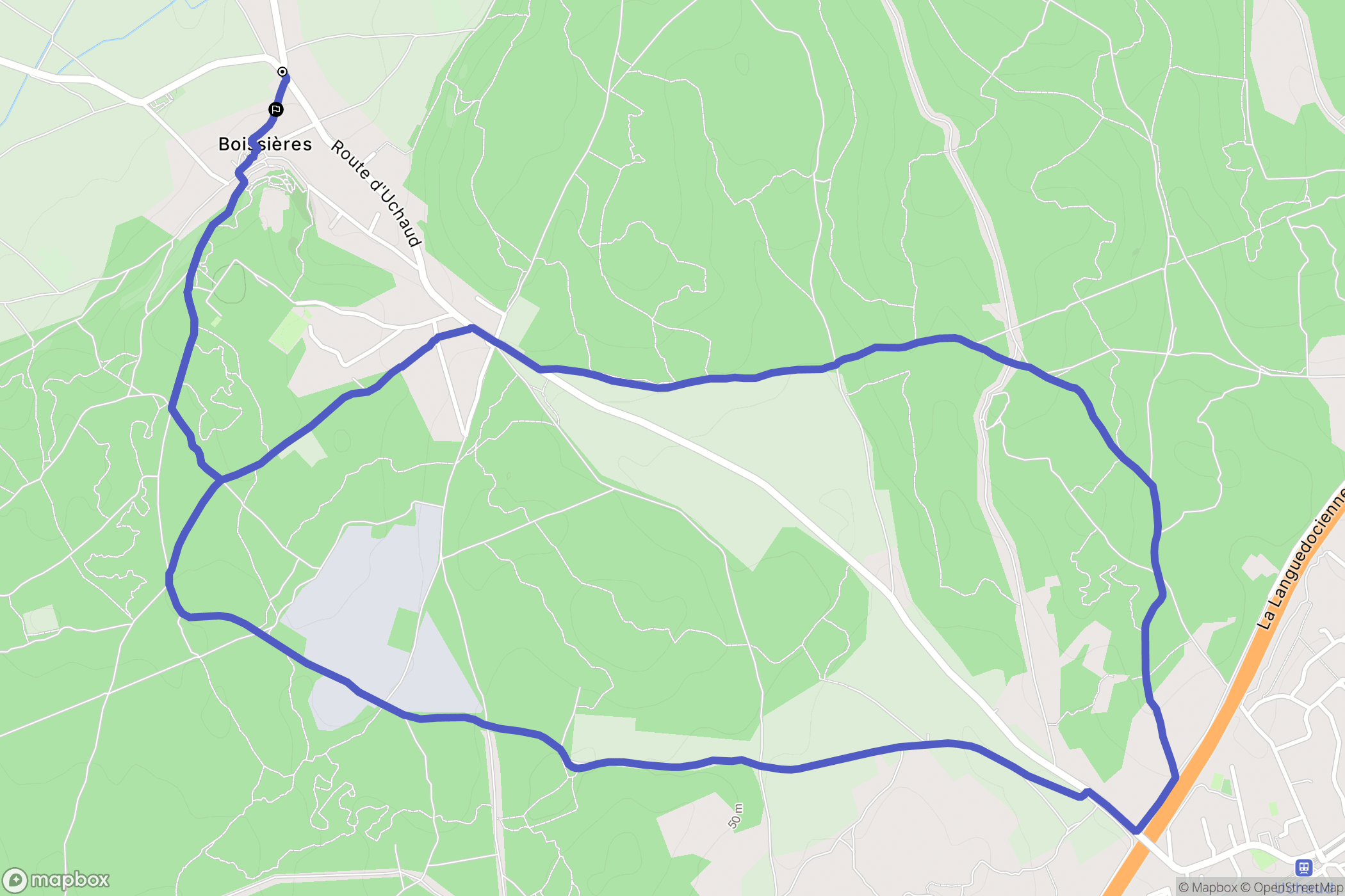 Boissières : carte du parcours de randonnée - France