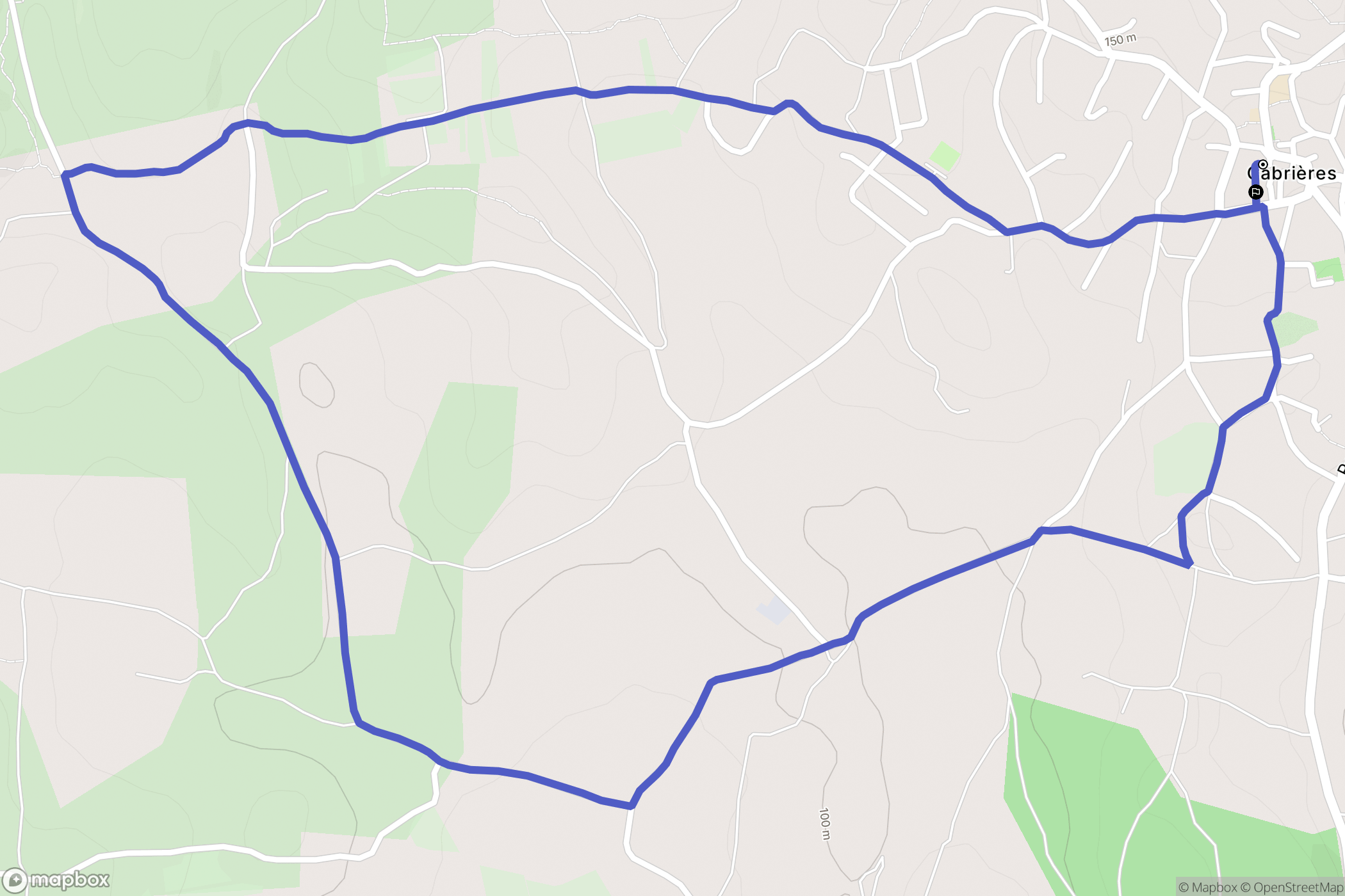Cabrières : carte du parcours de randonnée - France