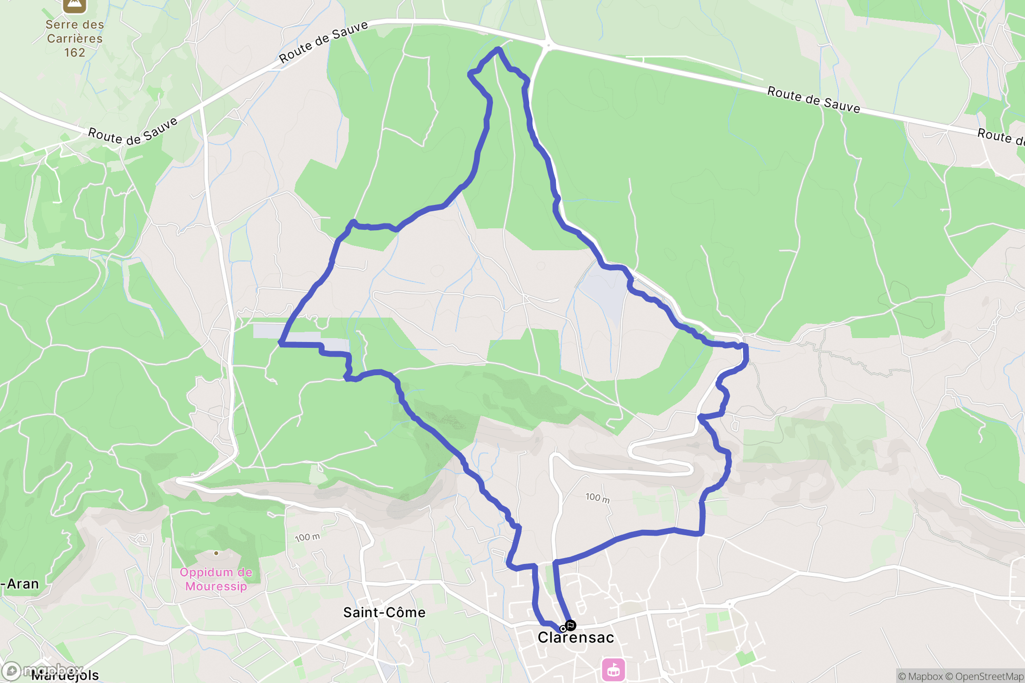 Clarensac : carte du parcours de randonnée - France