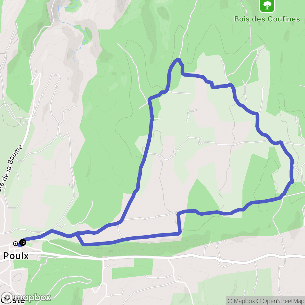 Poulx : carte du parcours de randonnée - France