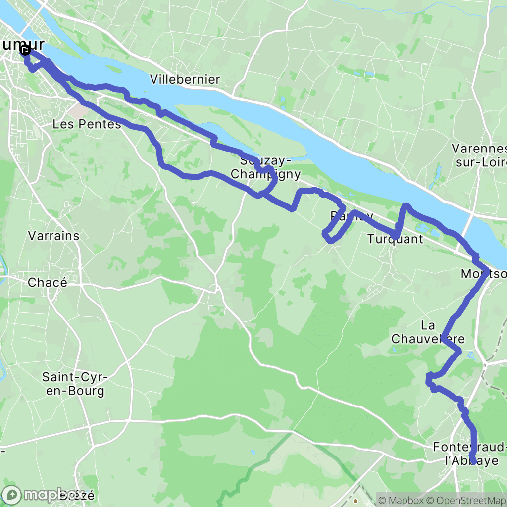 Saumur : carte du parcours de randonnée - France