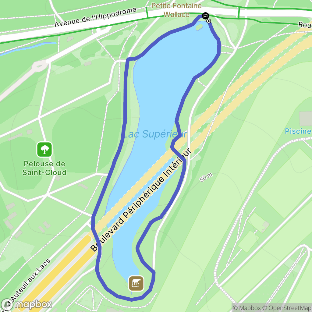 Paris XVIe : carte du parcours de randonnée - France