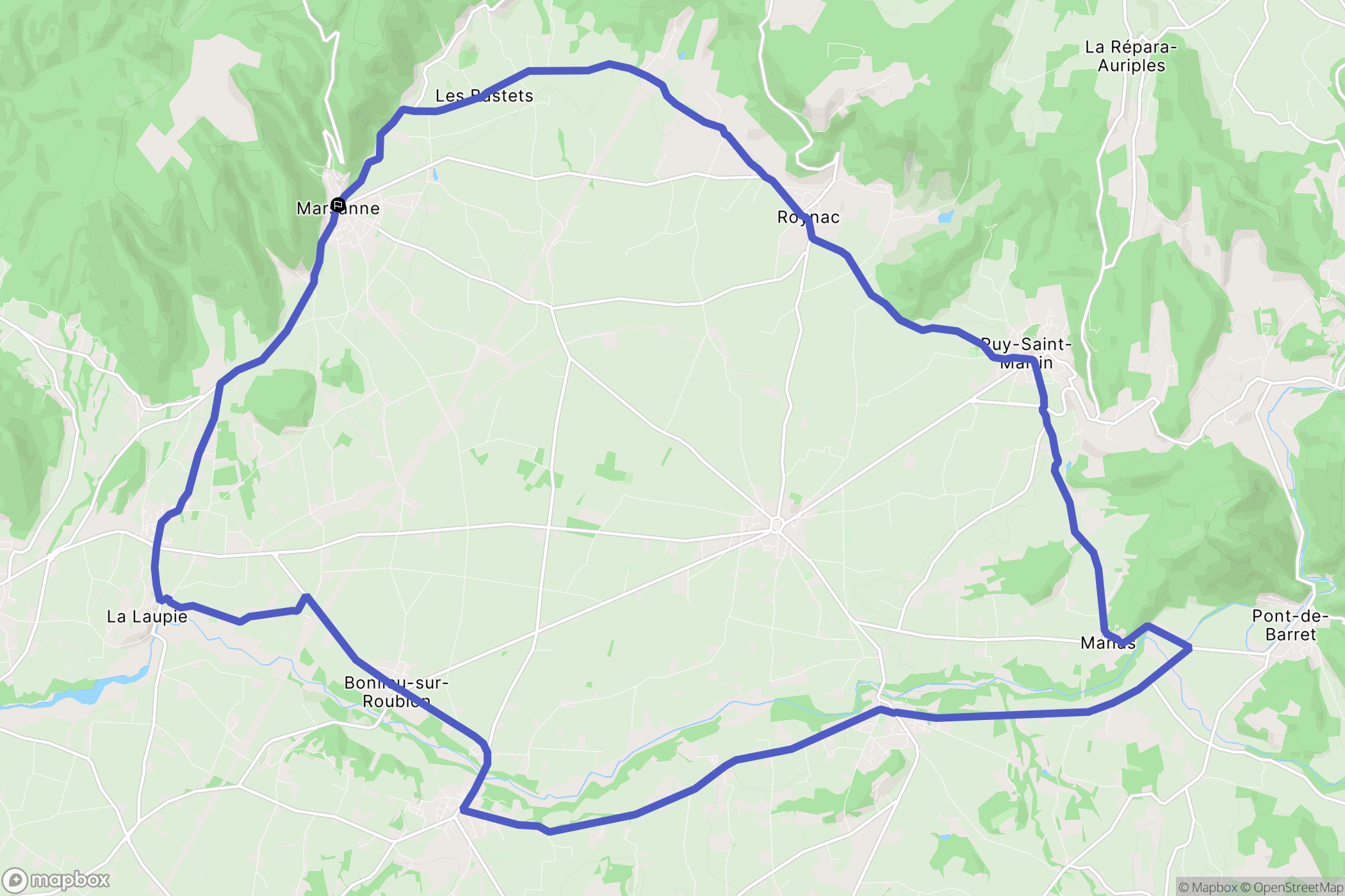 Marsanne : carte du parcours de randonnée - France