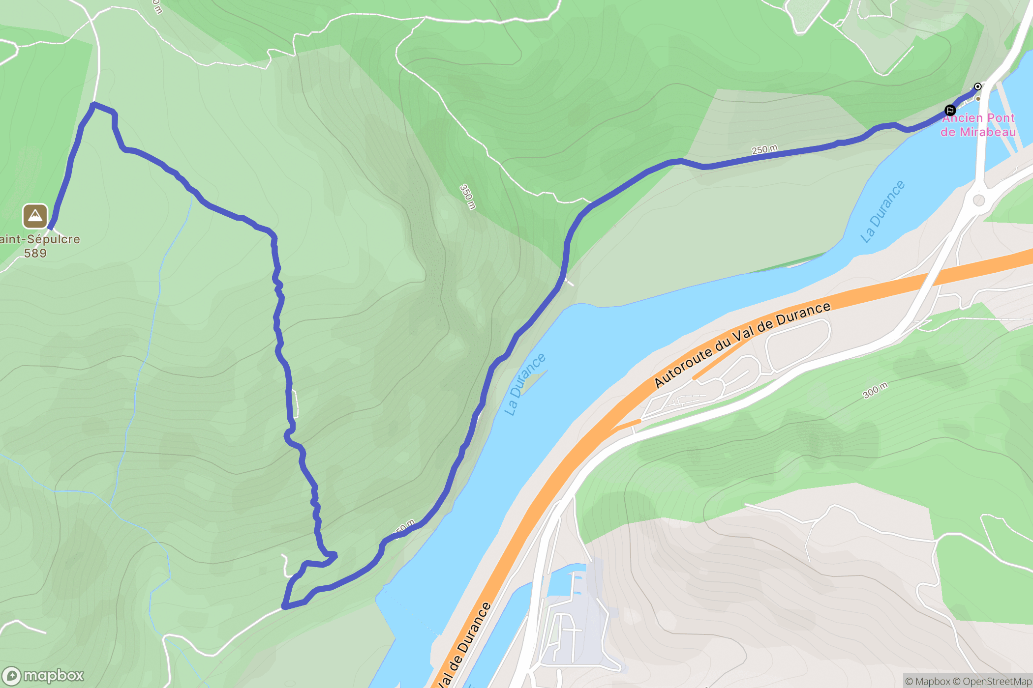Mirabeau : carte du parcours de randonnée - France