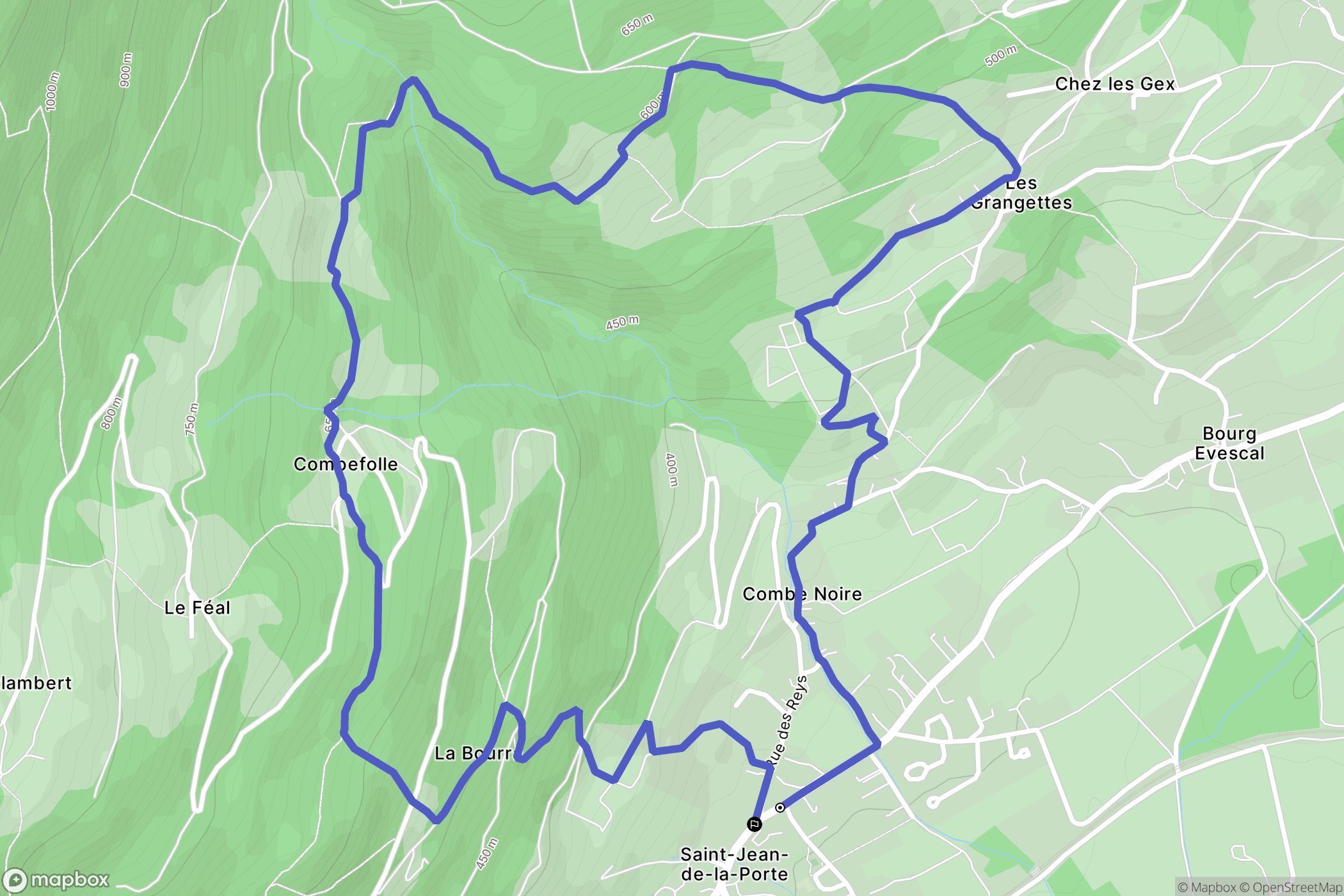 Saint-Jean-de-la-Porte : carte du parcours de randonnée - France