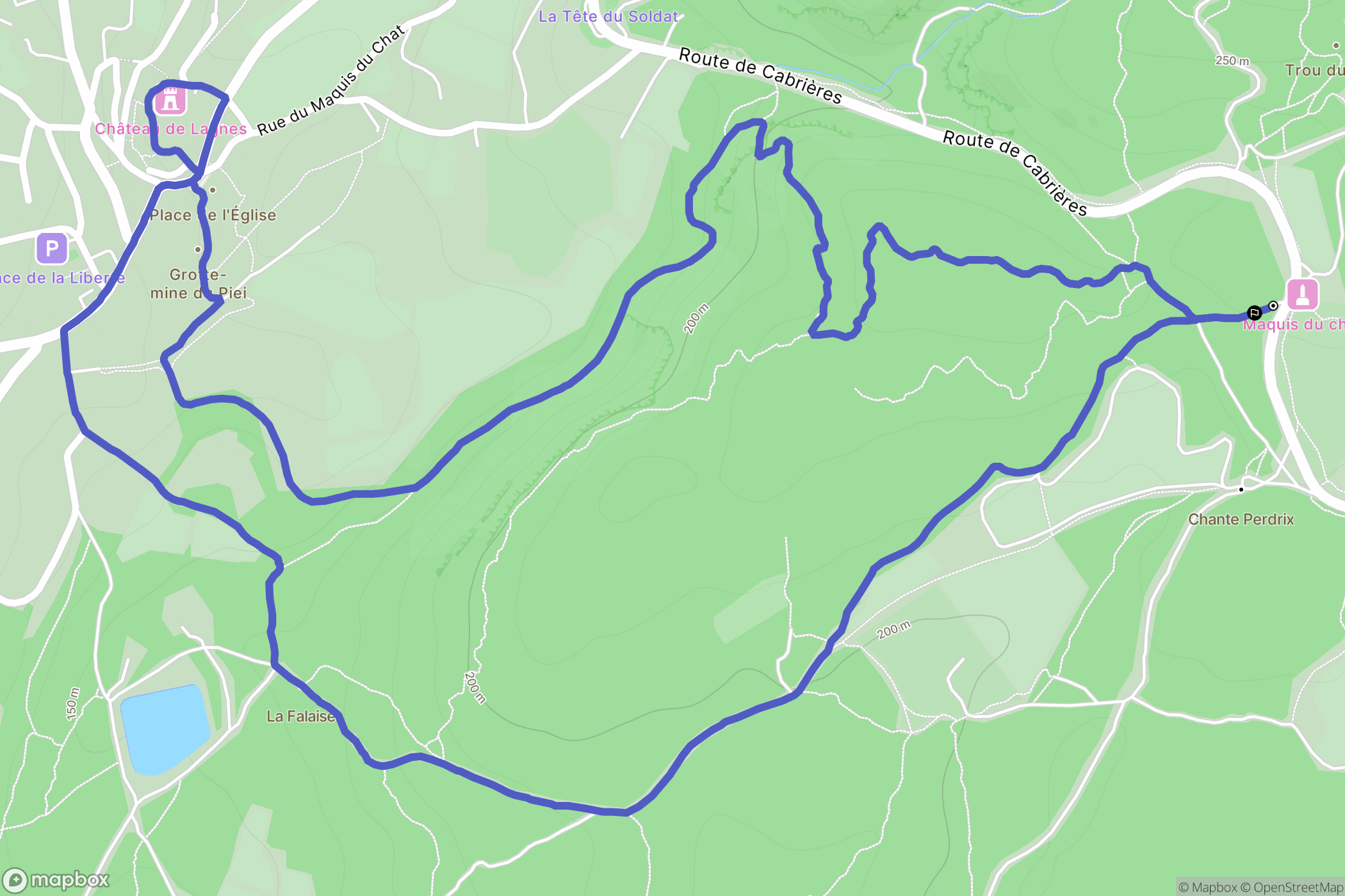 Lagnes : carte du parcours de randonnée - France