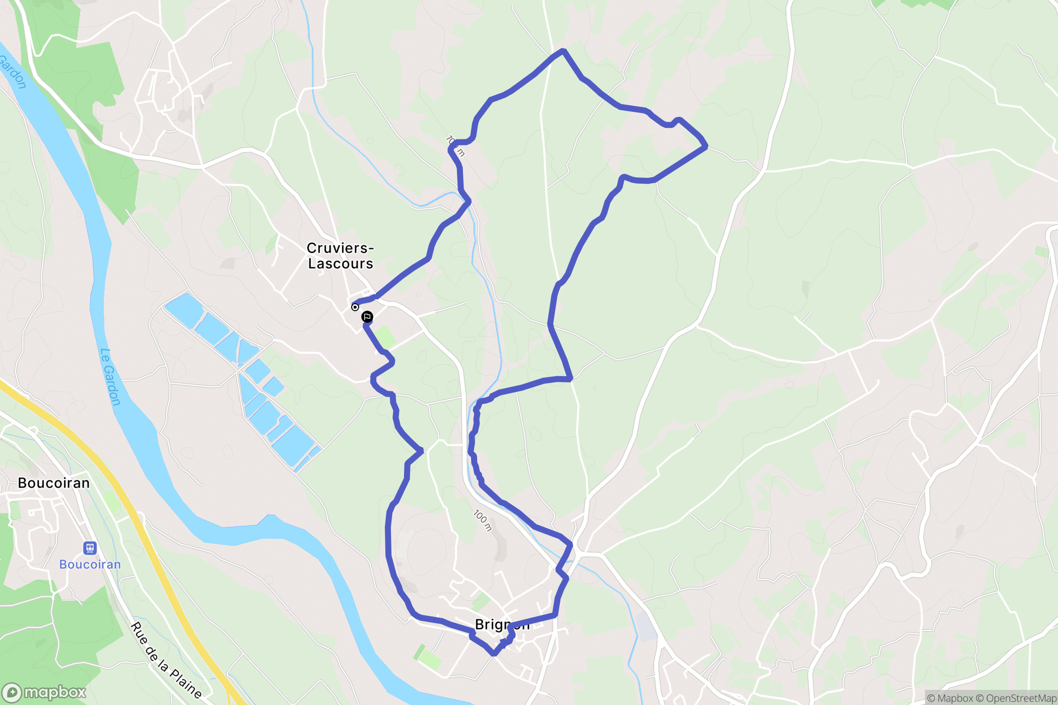 Cruviers-Lascours : carte du parcours de randonnée - France