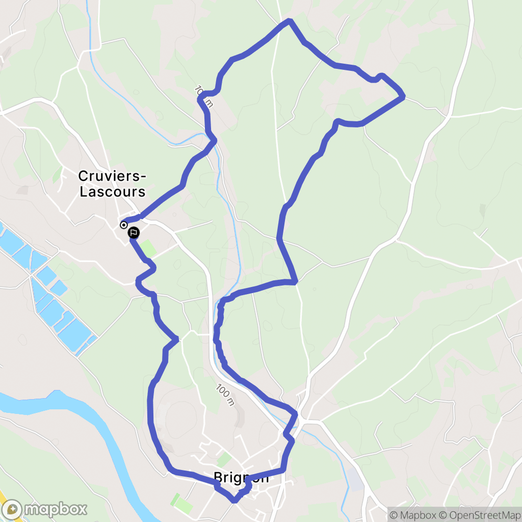 Cruviers-Lascours : carte du parcours de randonnée - France