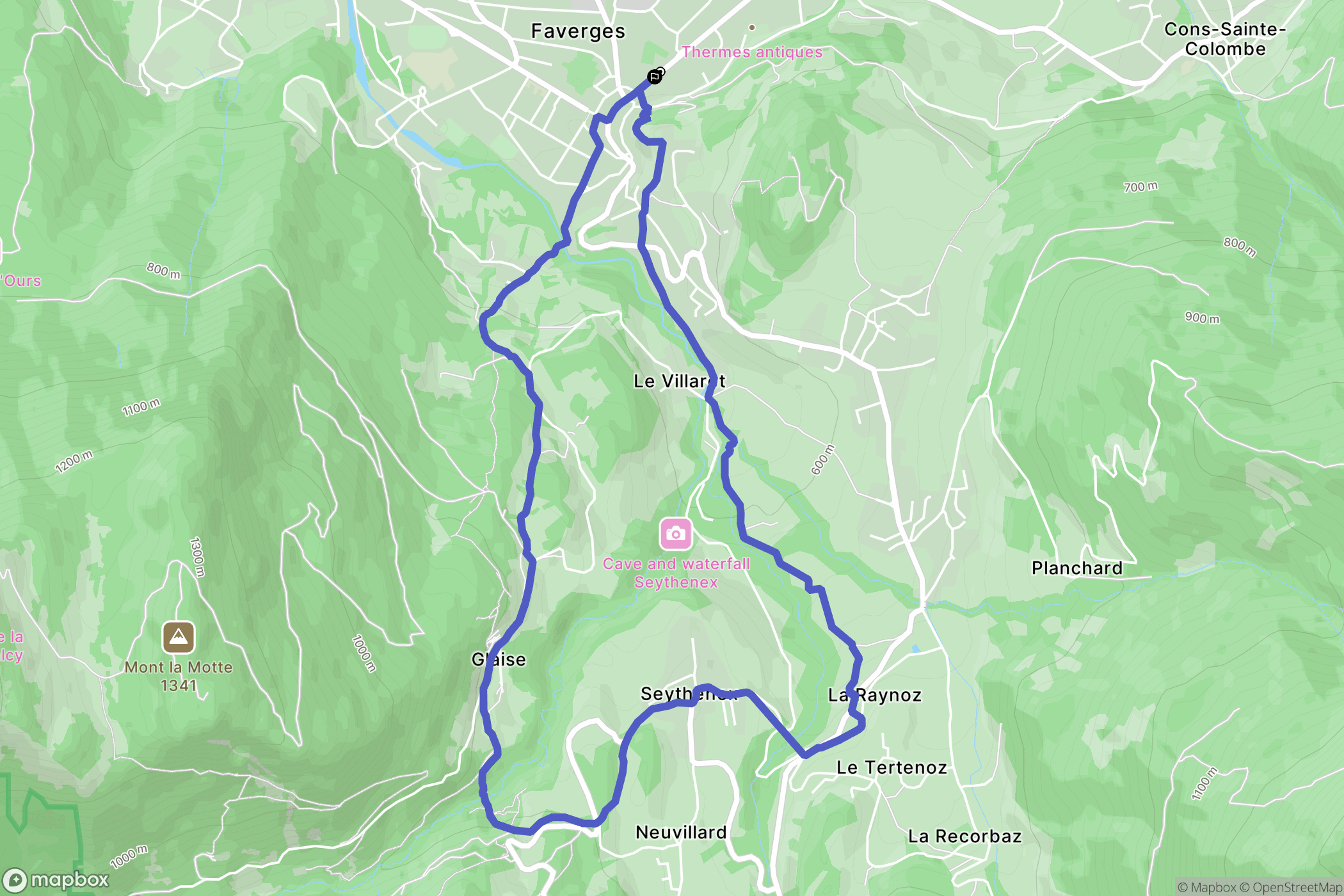 Faverges : carte du parcours de randonnée - France