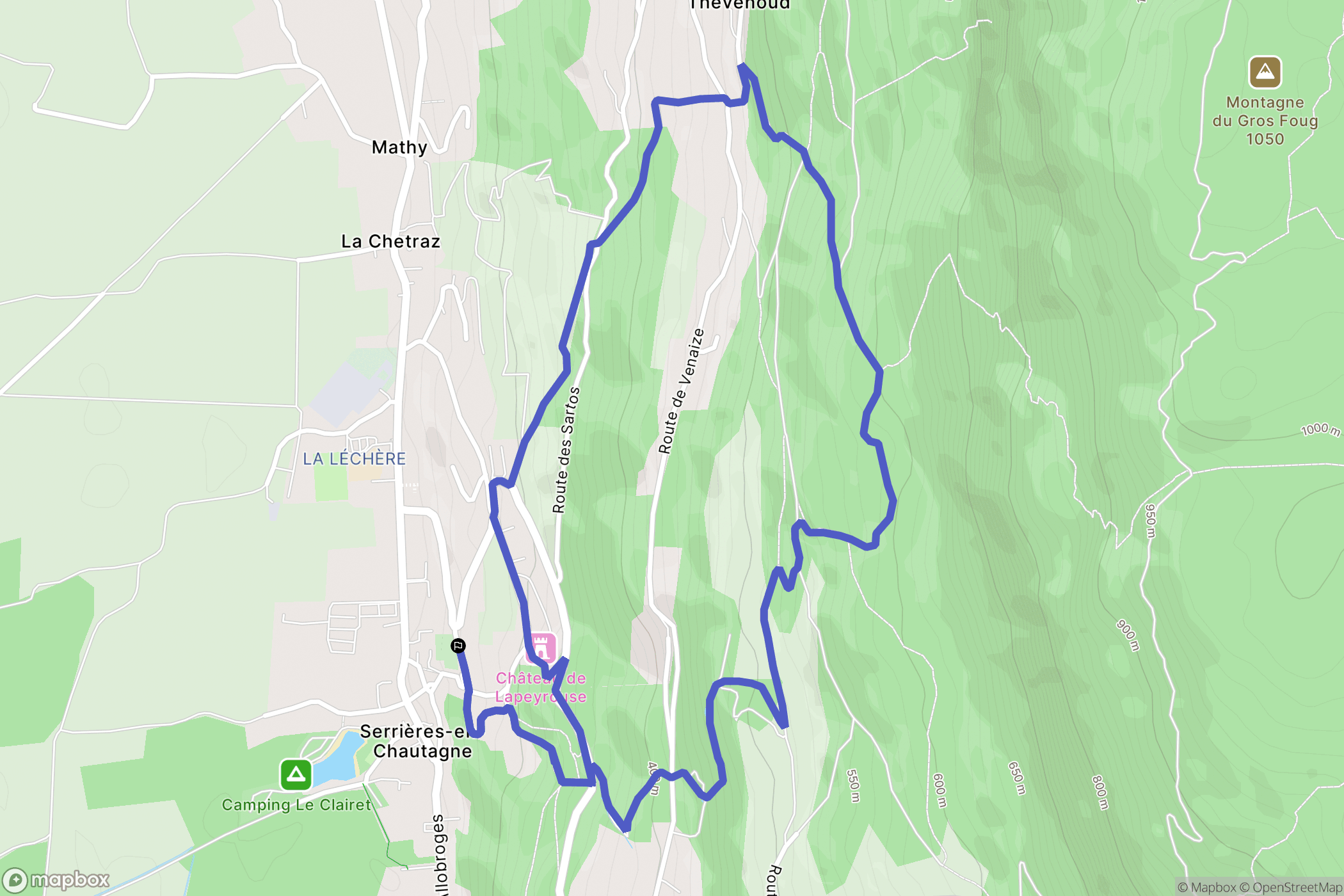 Serrières-en-Chautagne : carte du parcours de randonnée - France