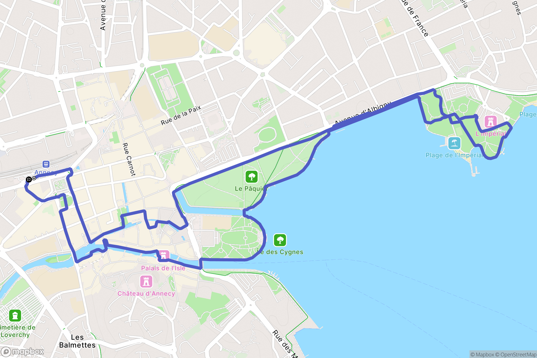 Annecy : carte du parcours de randonnée - France