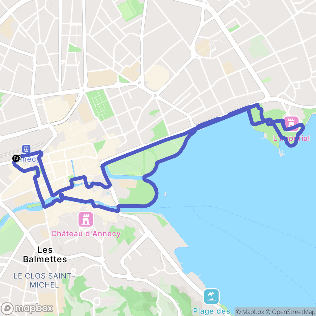 Annecy : carte du parcours de randonnée - France