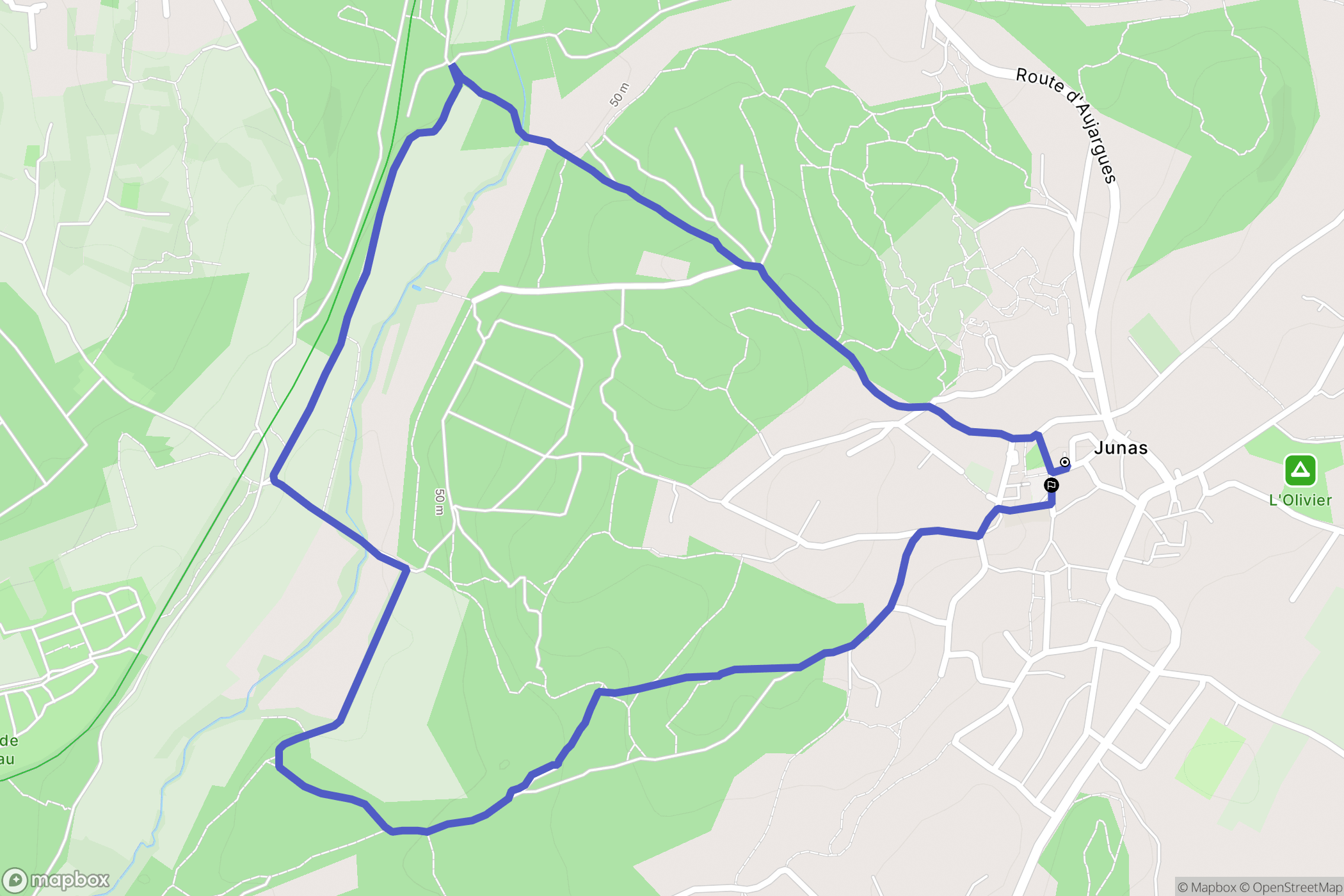 Junas : carte du parcours de randonnée - France