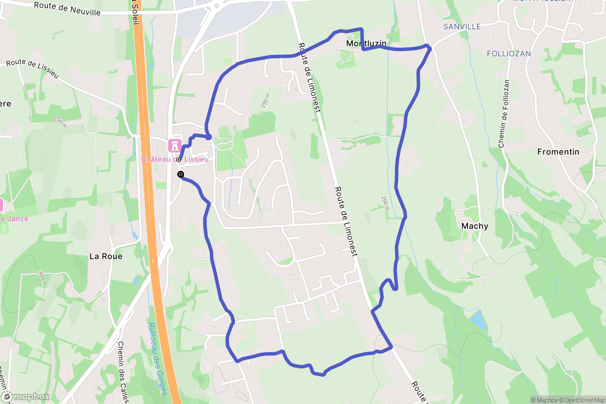 Lissieu : carte du parcours de randonnée - France