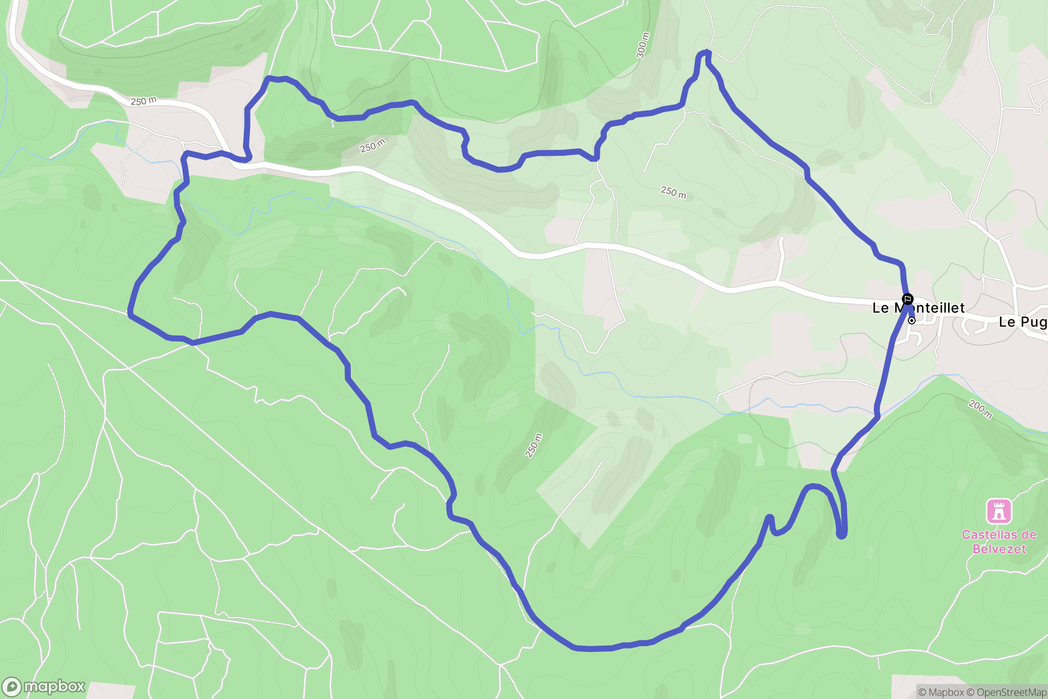 Belvezet : carte du parcours de randonnée - France