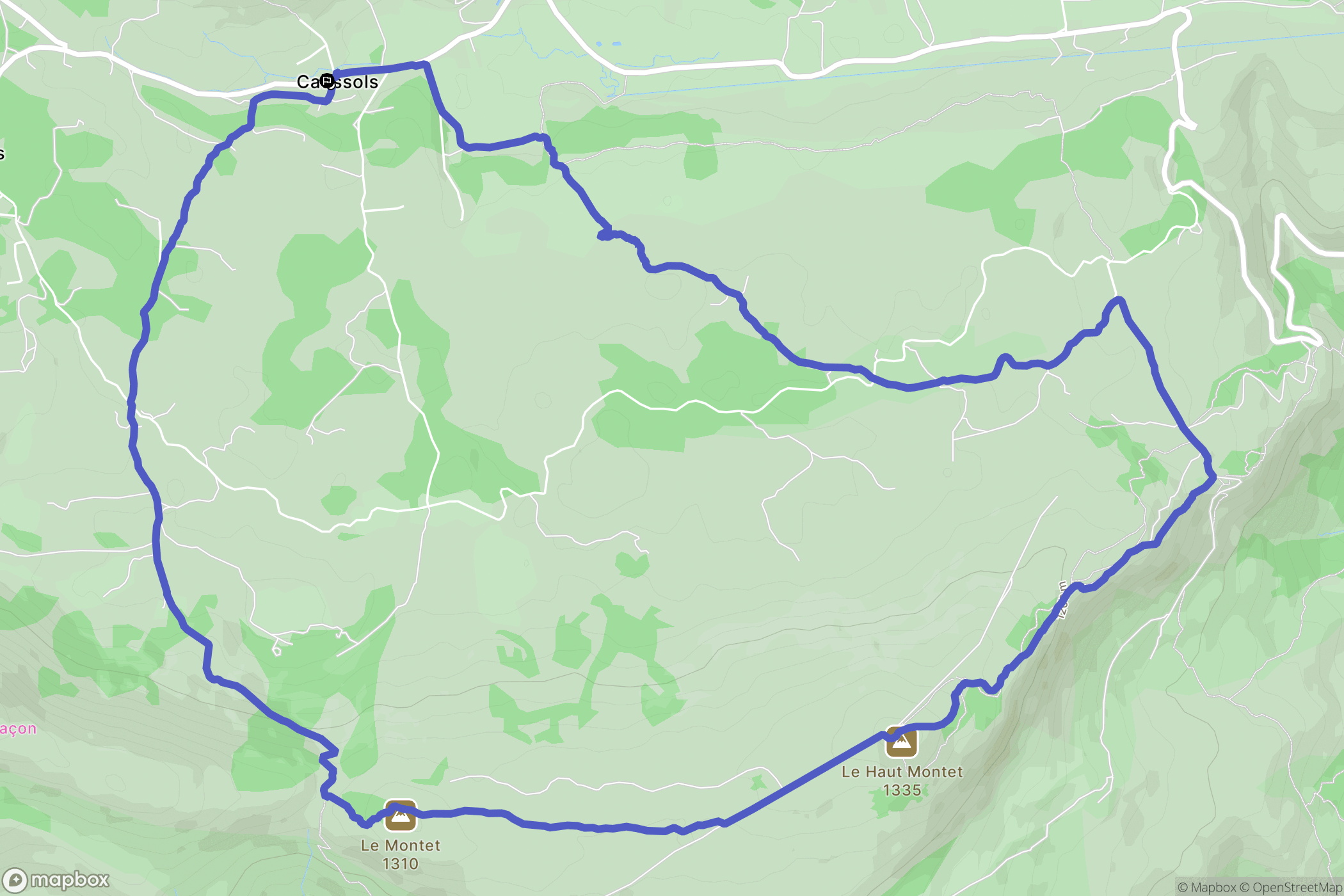 Caussols : carte du parcours de randonnée - France