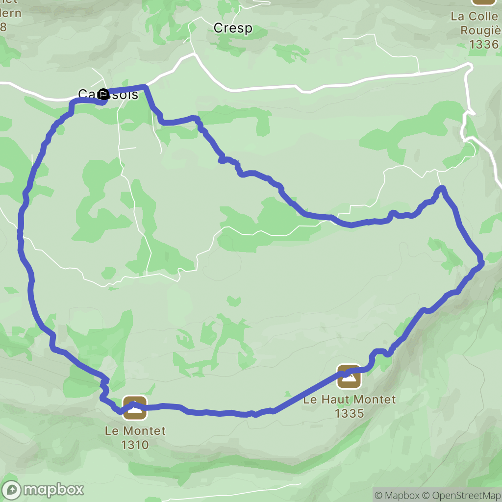 Caussols : carte du parcours de randonnée - France