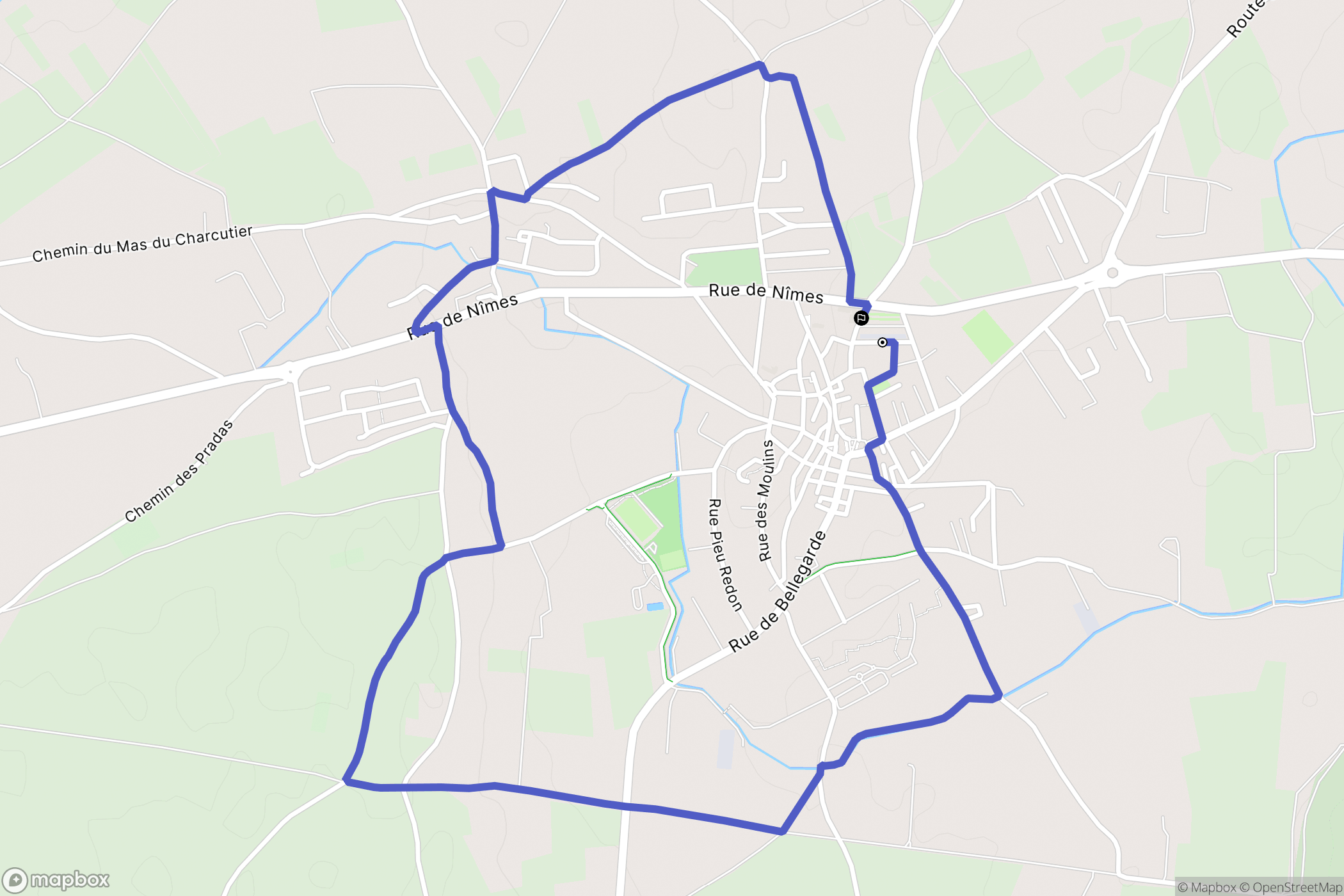 Jonquières-Saint-Vincent : carte du parcours de randonnée - France