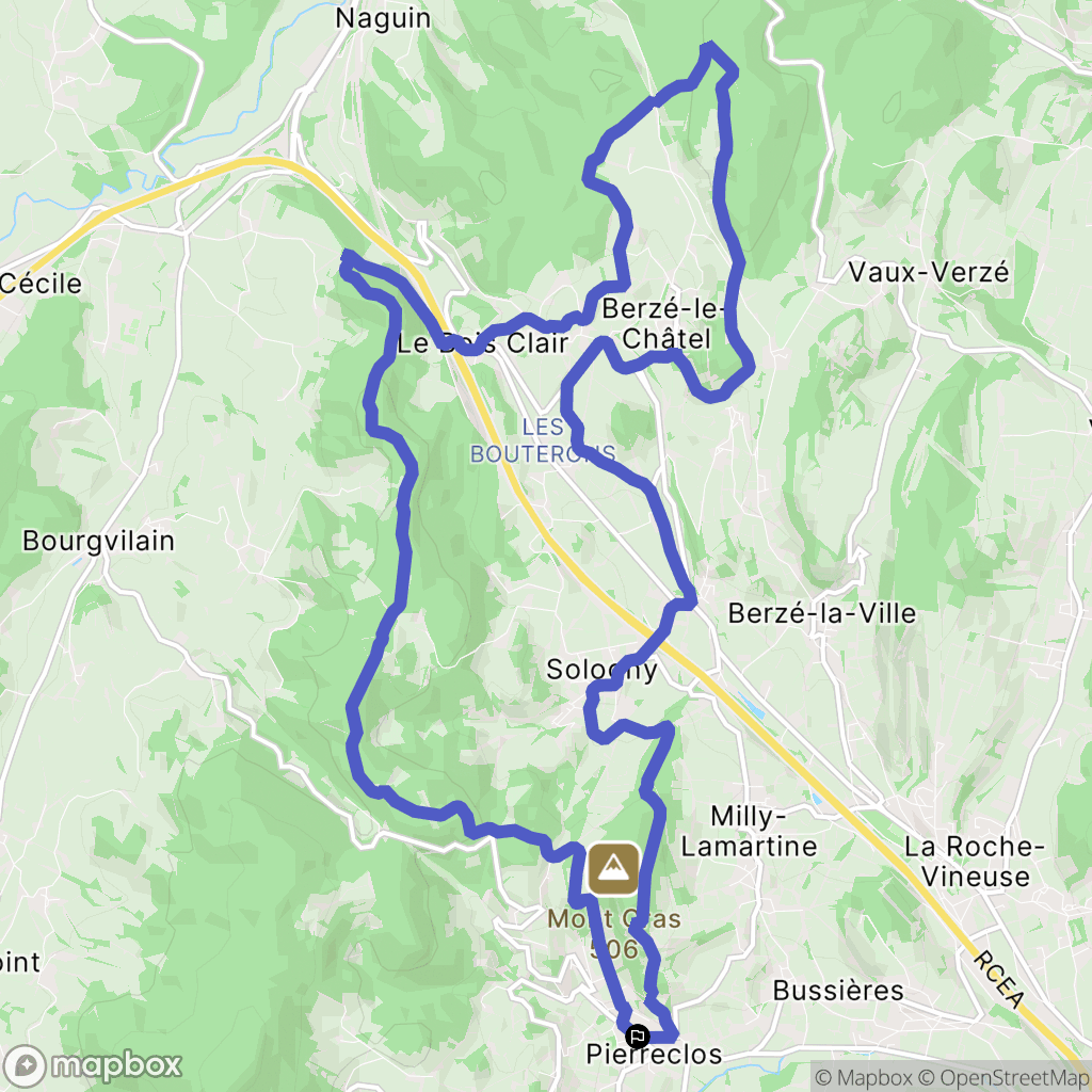 Pierreclos : carte du parcours de randonnée - France