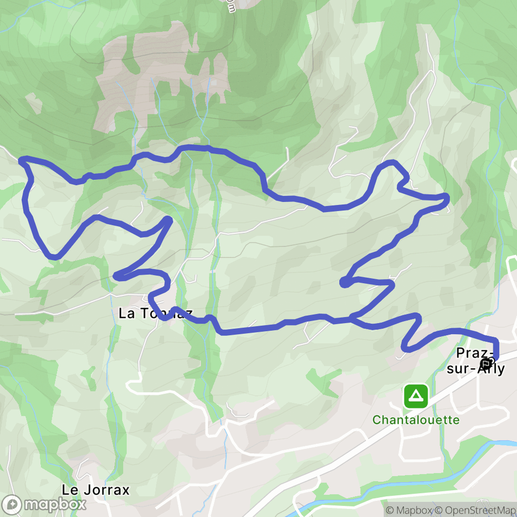 Praz-sur-Arly : carte du parcours de randonnée - France
