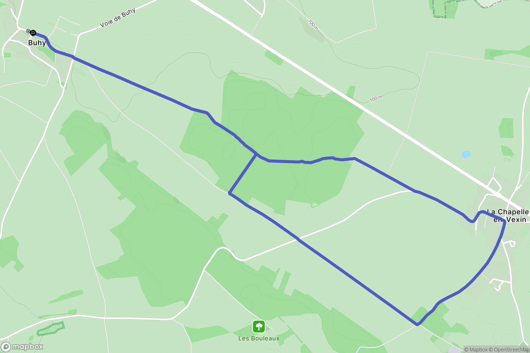Buhy : carte du parcours de randonnée - France