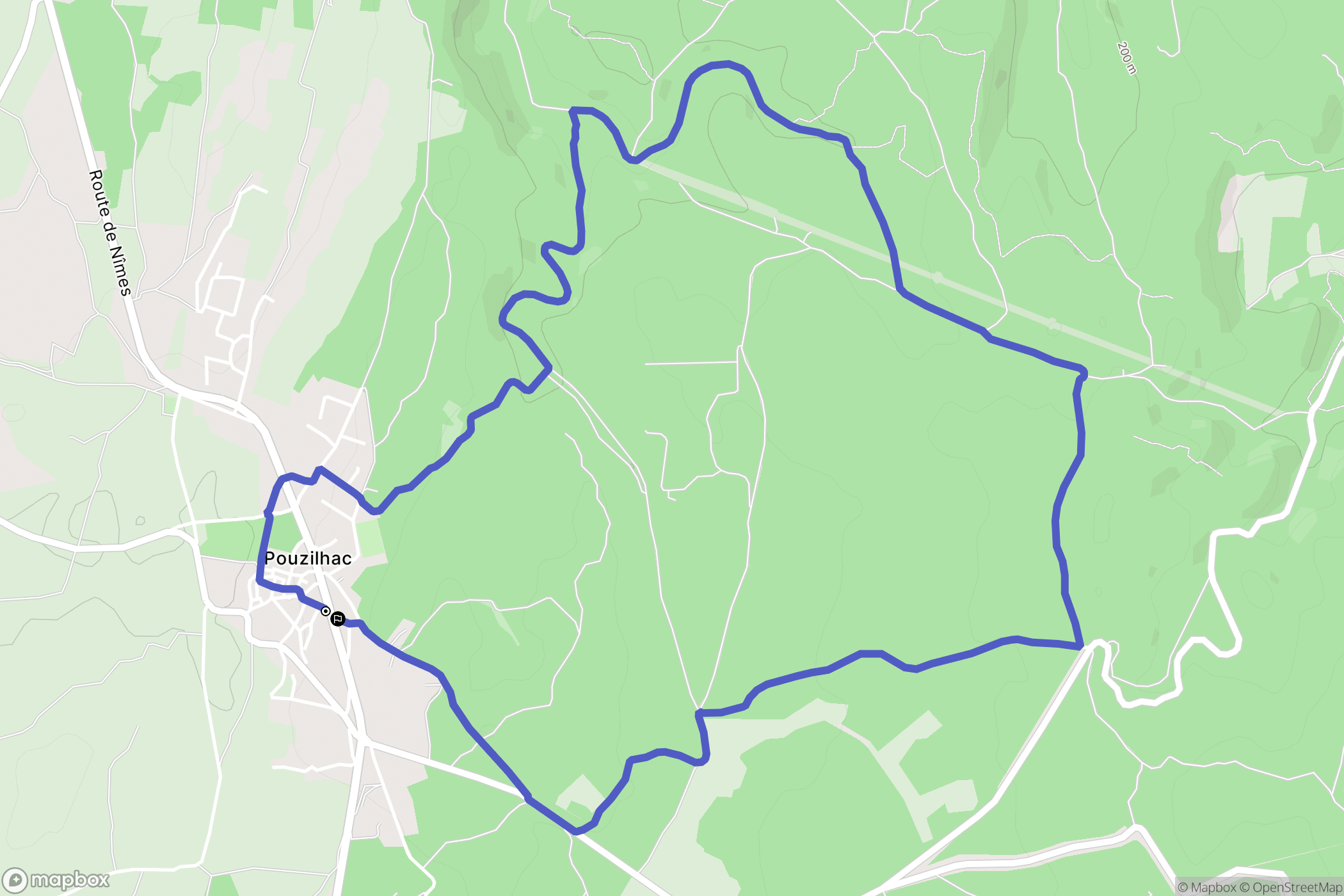 Pouzilhac : carte du parcours de randonnée - France