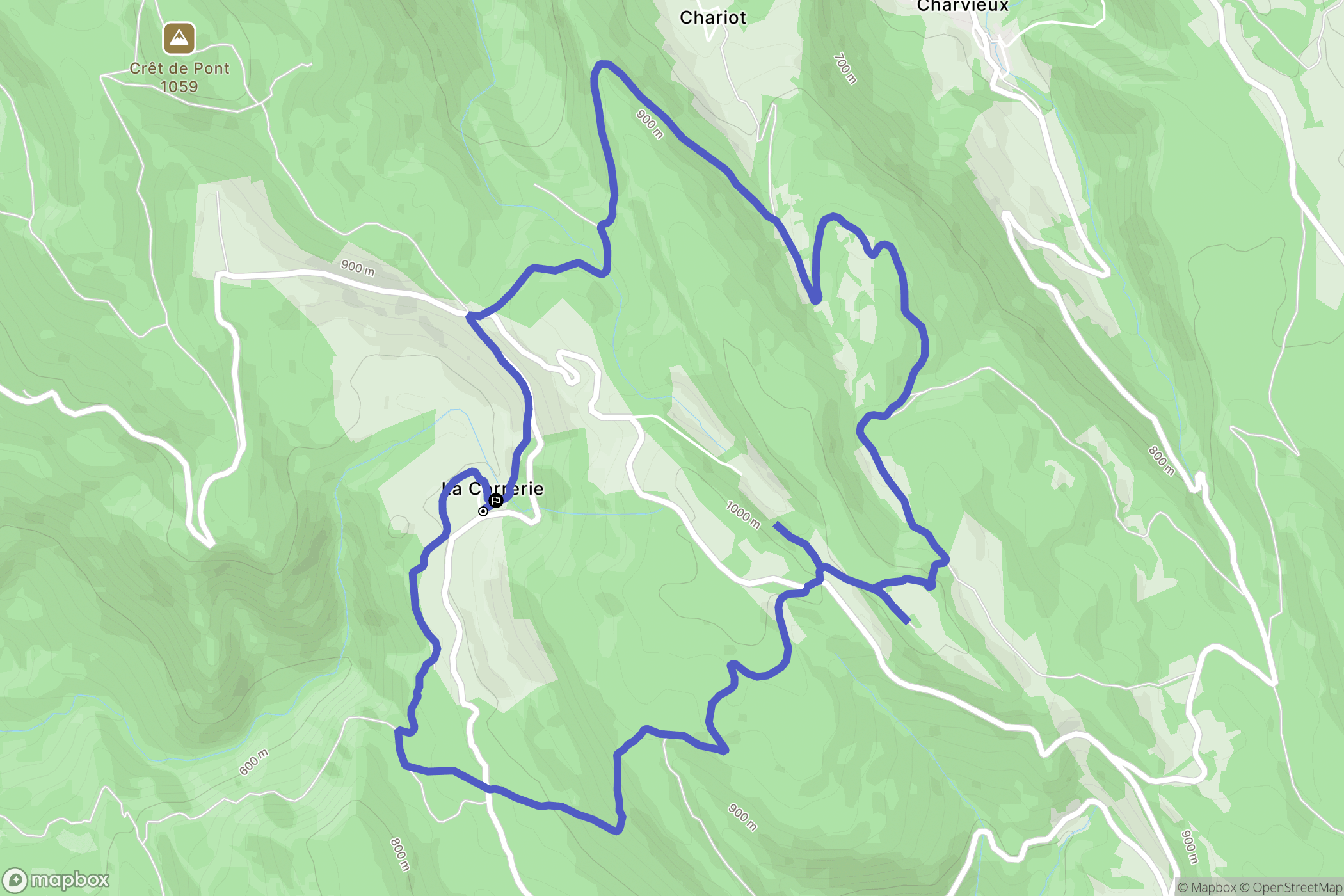 Villebois : carte du parcours de randonnée - France