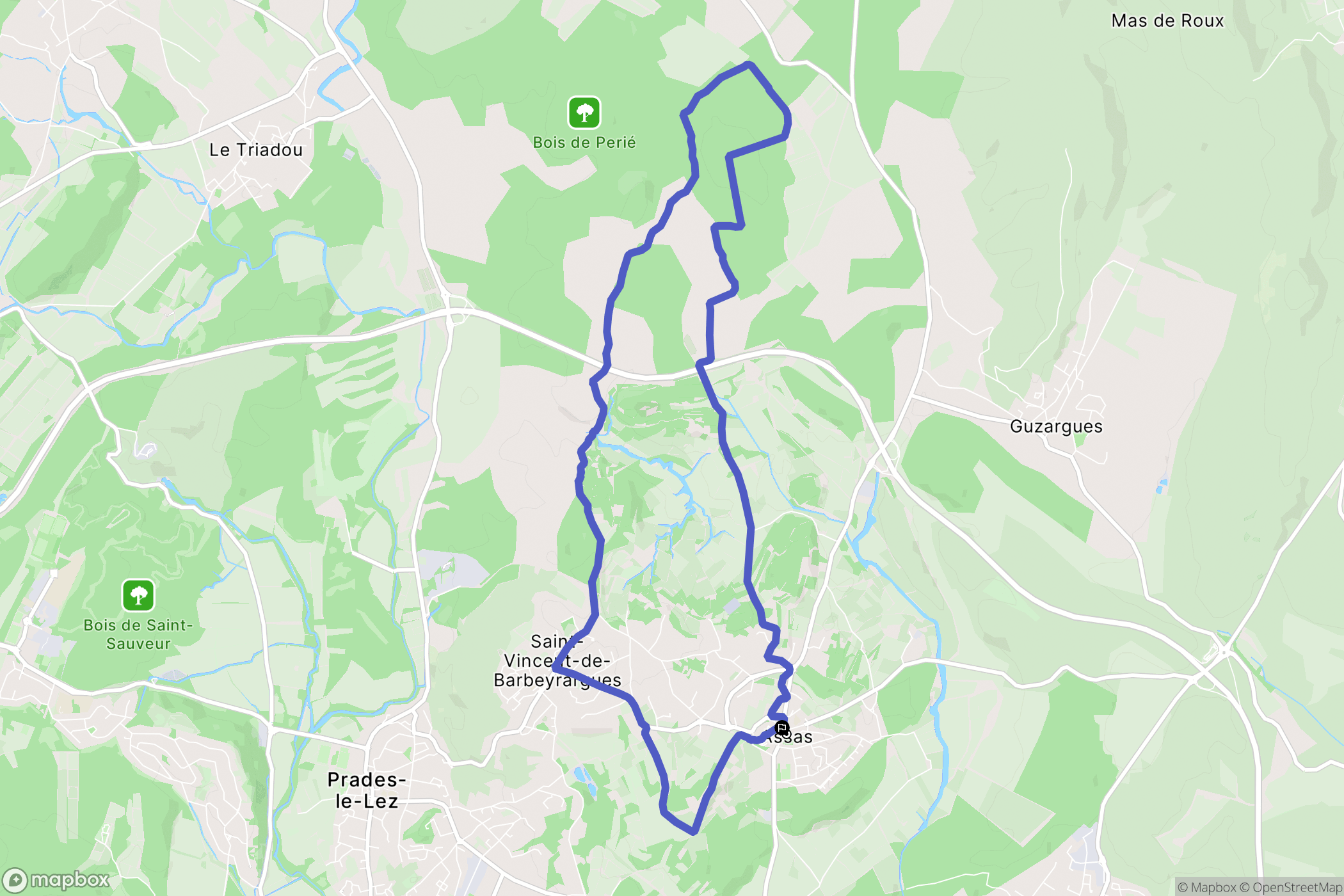 Assas : carte du parcours de randonnée - France
