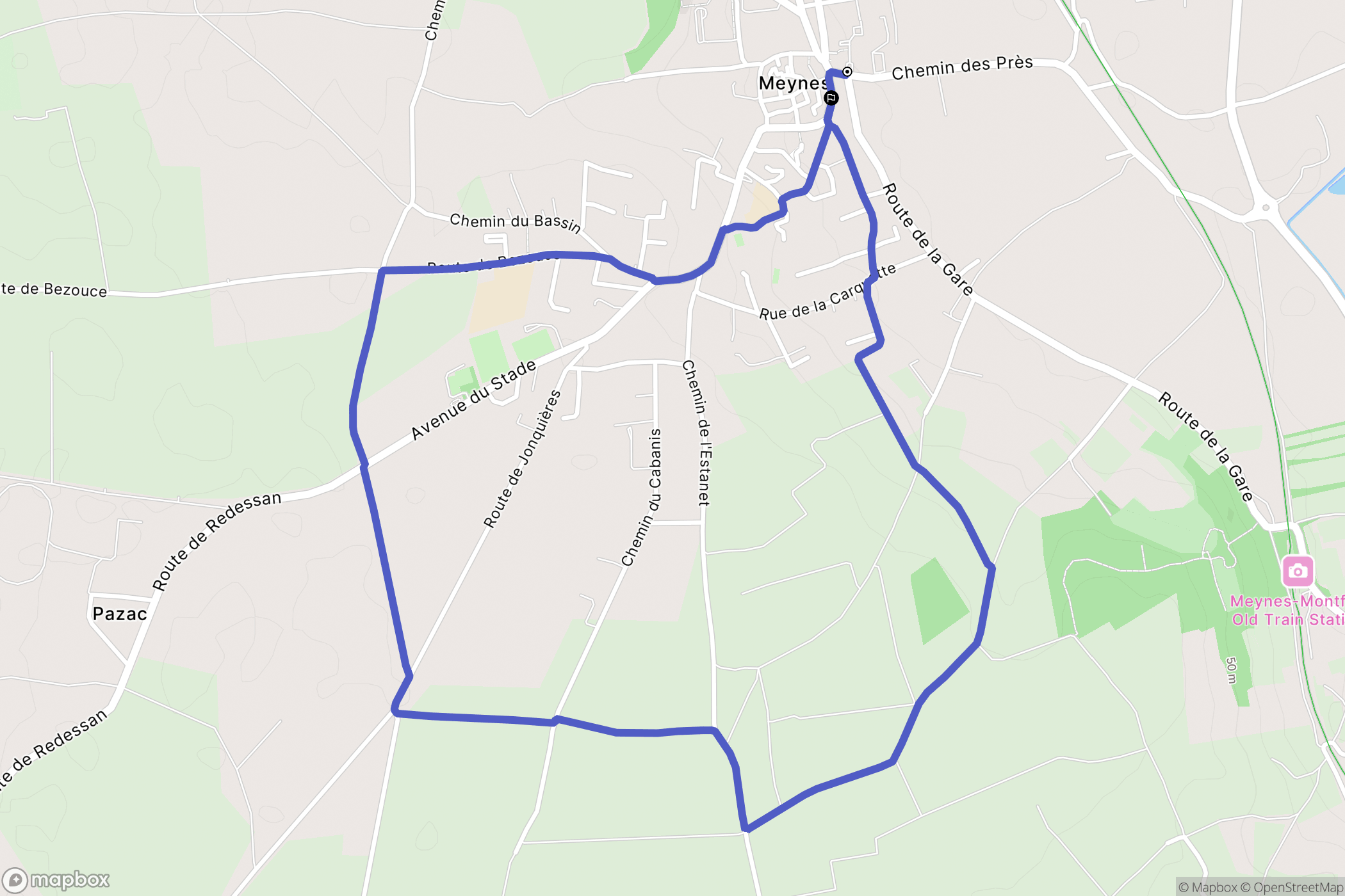 Meynes : carte du parcours de randonnée - France
