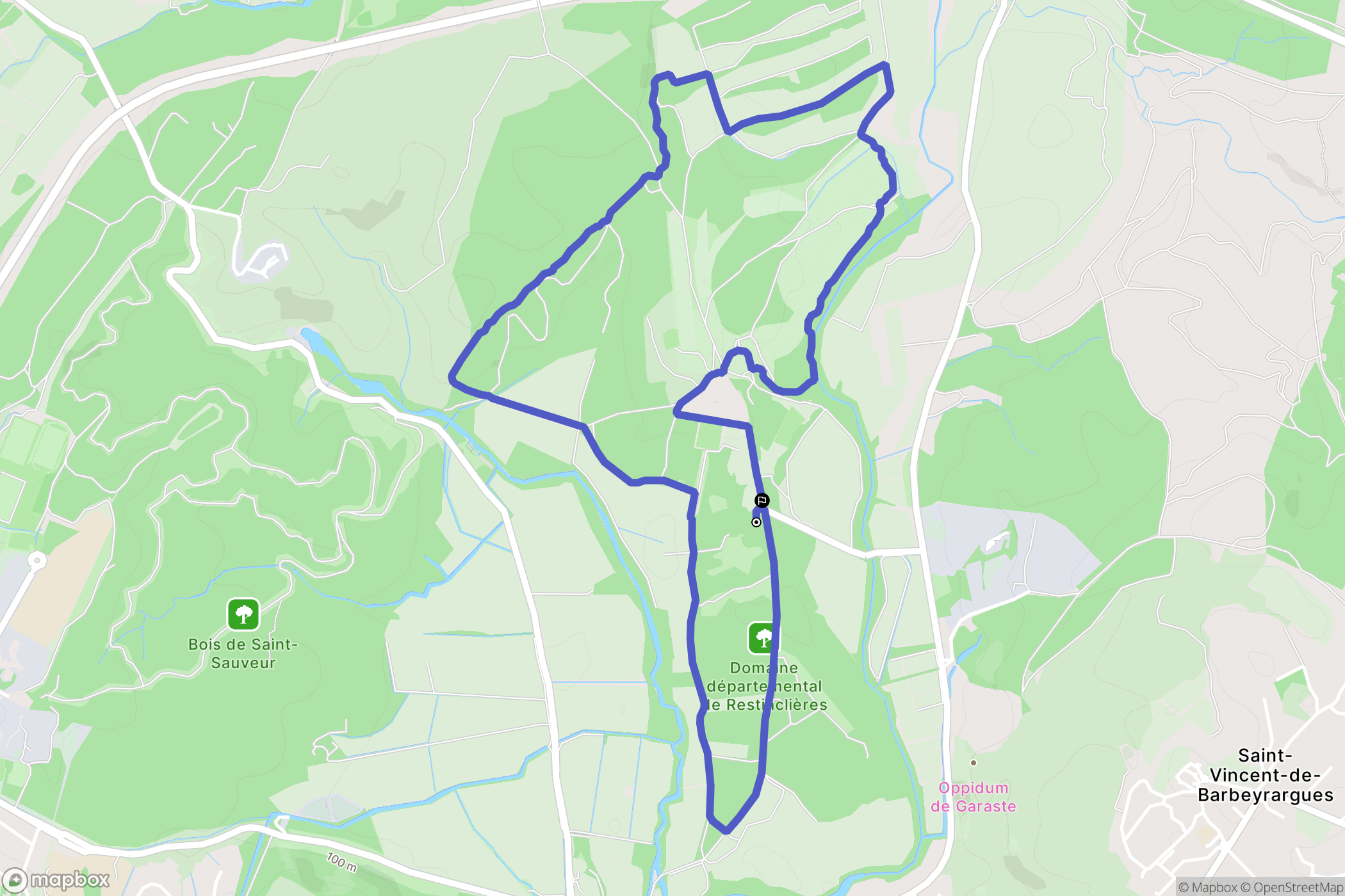 Prades-le-Lez : carte du parcours de randonnée - France