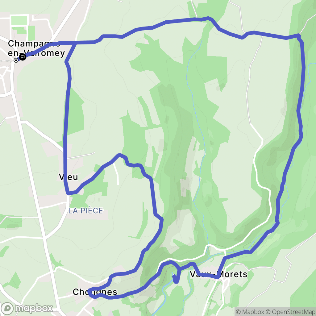 Champagne-en-Valromey : carte du parcours de randonnée - France