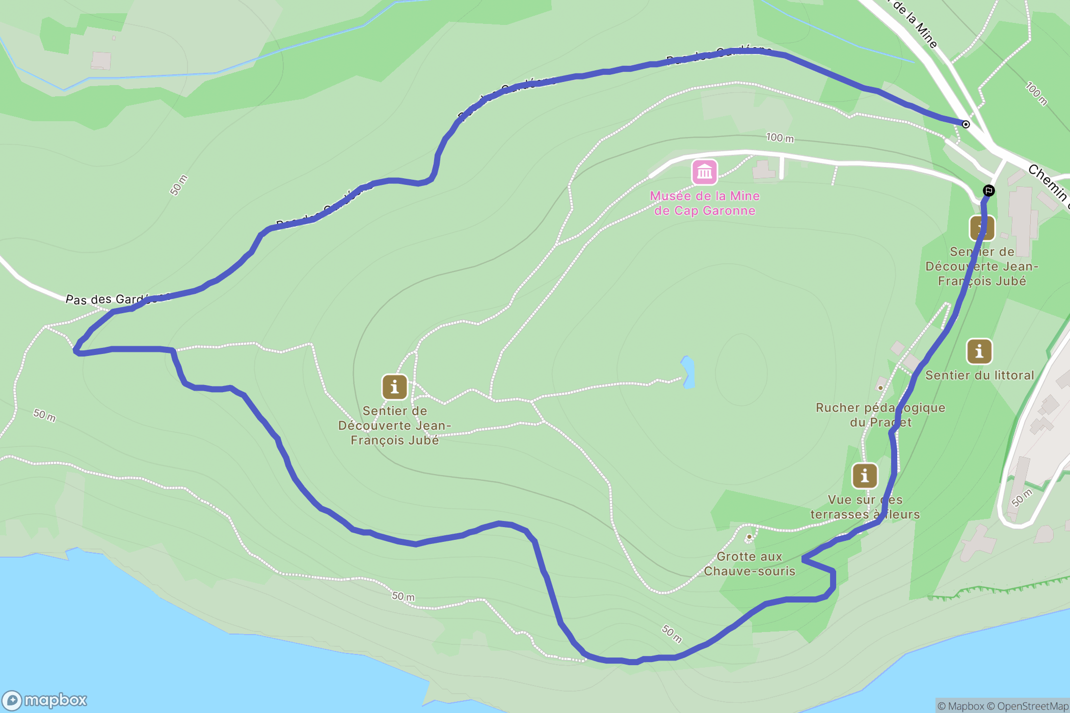 Le Pradet : carte du parcours de randonnée - France