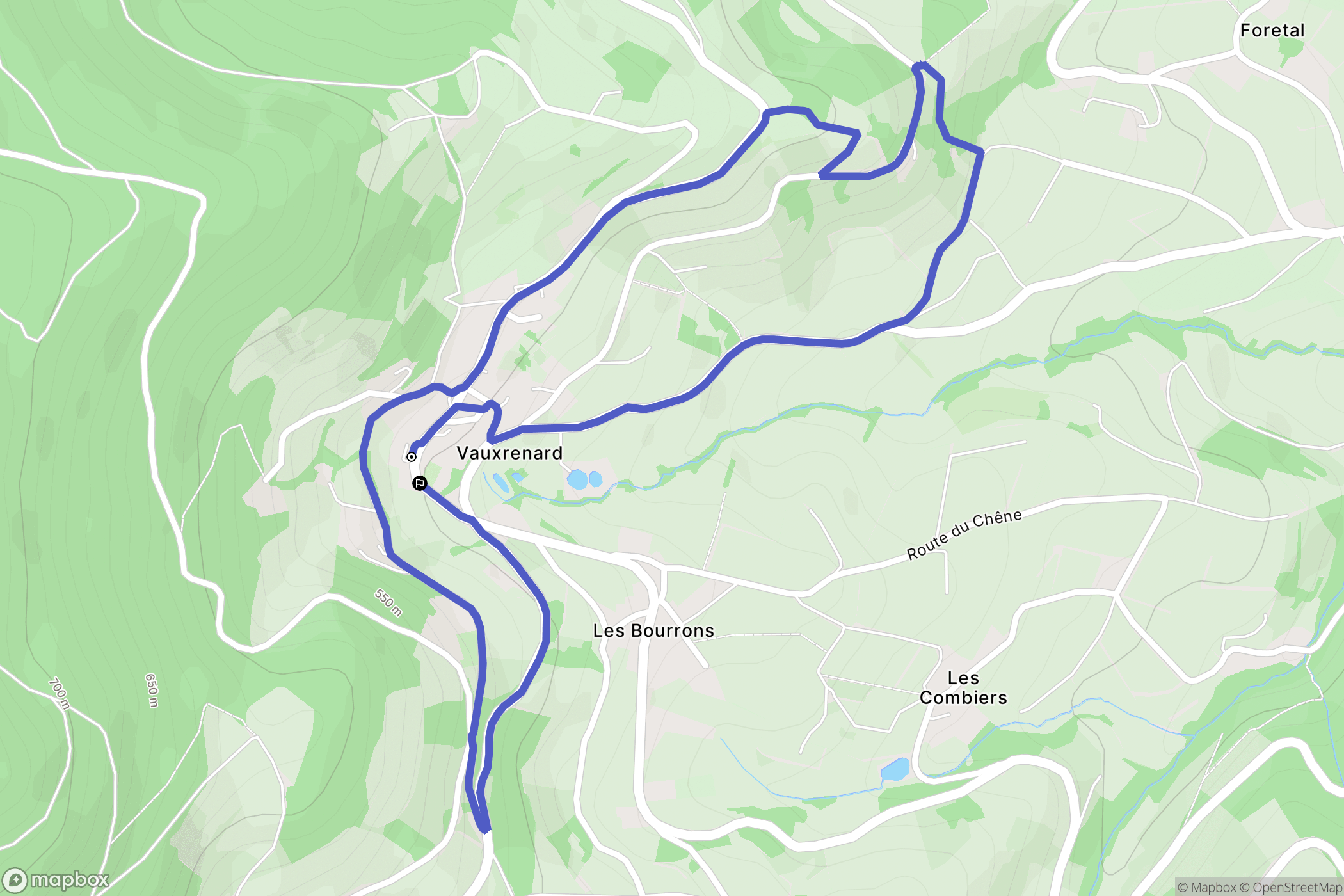 Vauxrenard : carte du parcours de randonnée - France