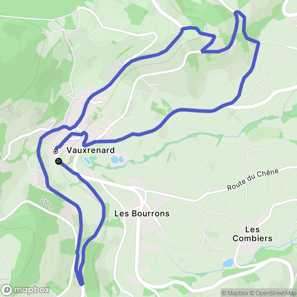 Vauxrenard : carte du parcours de randonnée - France