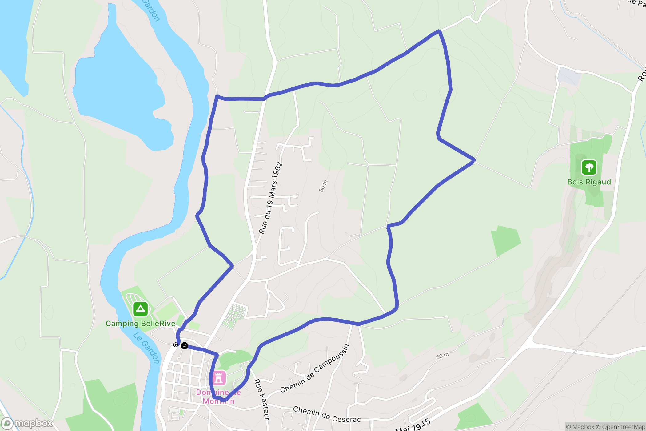 Montfrin : carte du parcours de randonnée - France