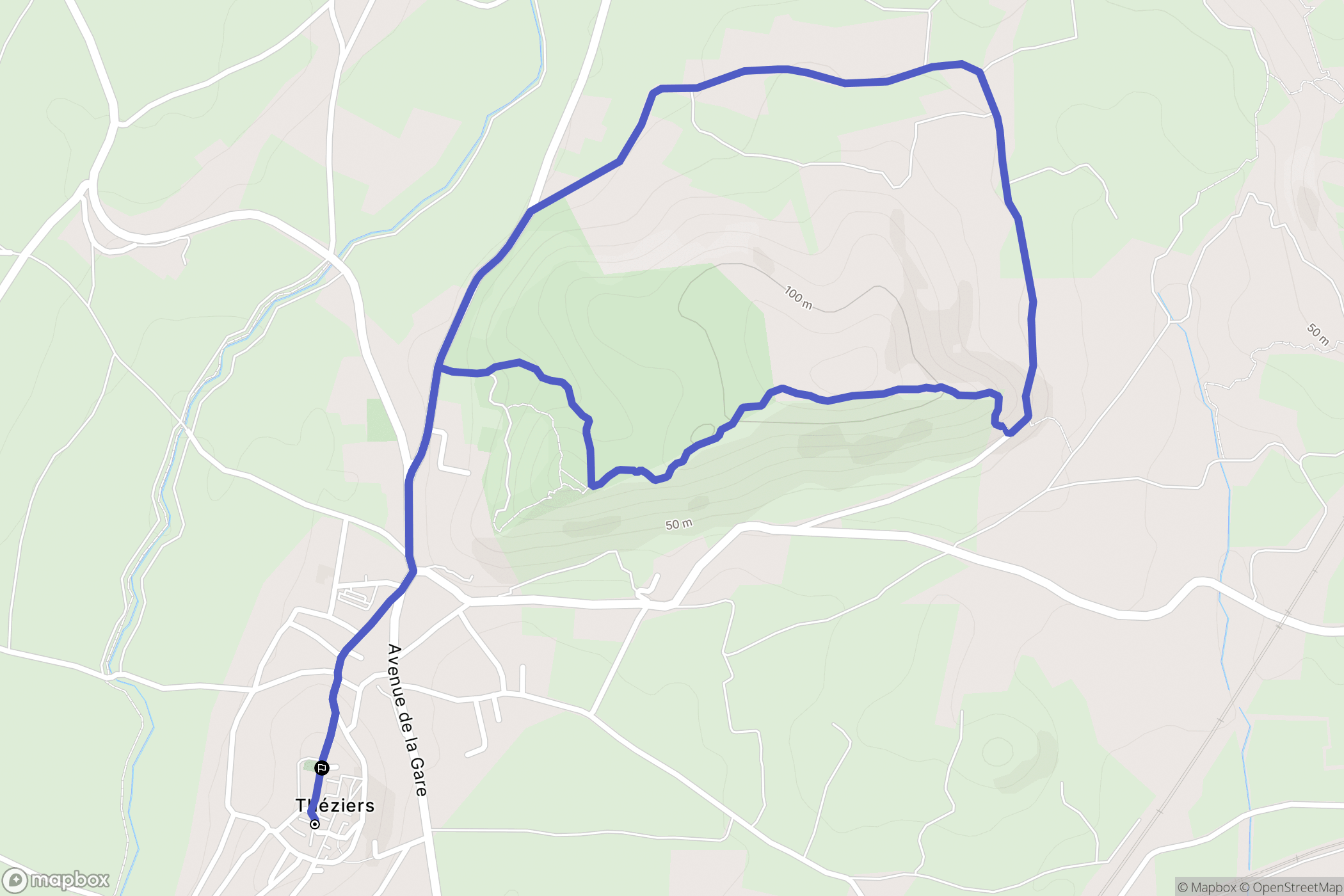 Théziers : carte du parcours de randonnée - France
