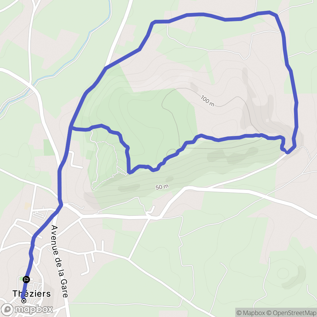 Théziers : carte du parcours de randonnée - France