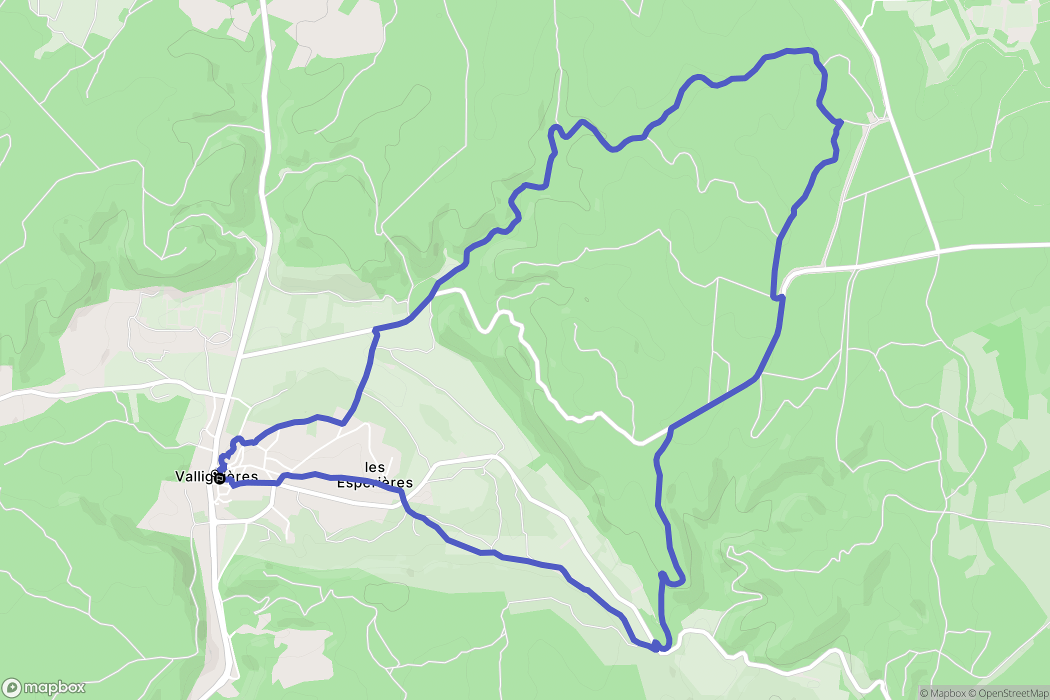 Valliguières : carte du parcours de randonnée - France