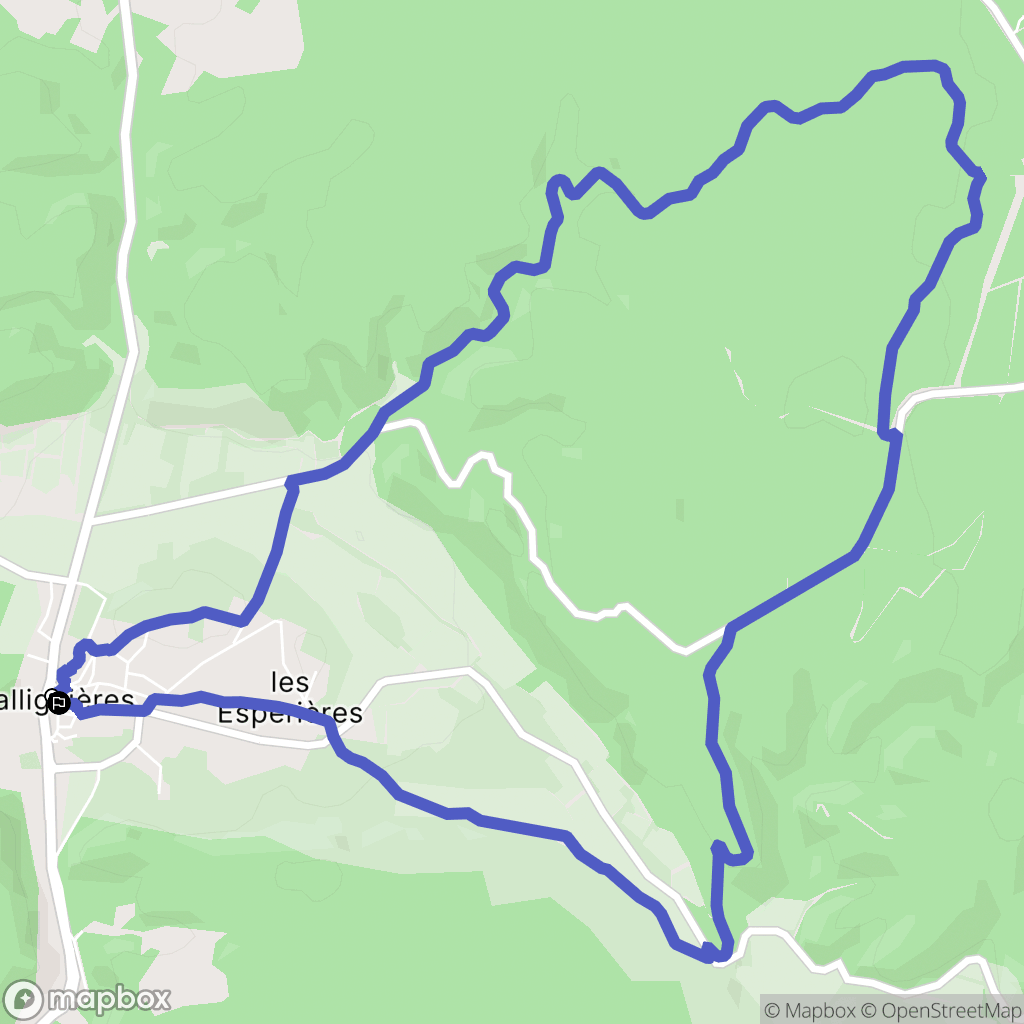 Valliguières : carte du parcours de randonnée - France