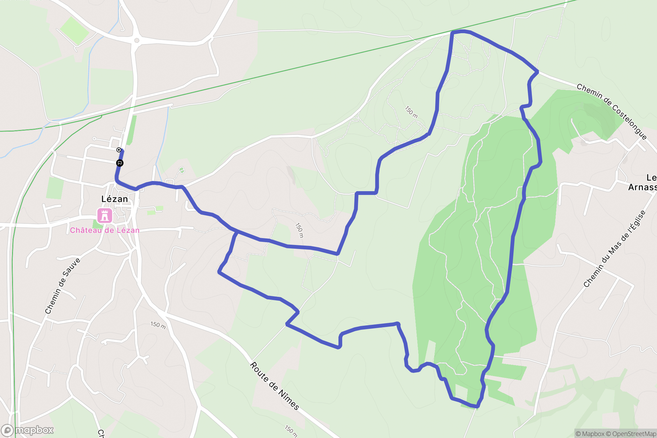 Lézan : carte du parcours de randonnée - France