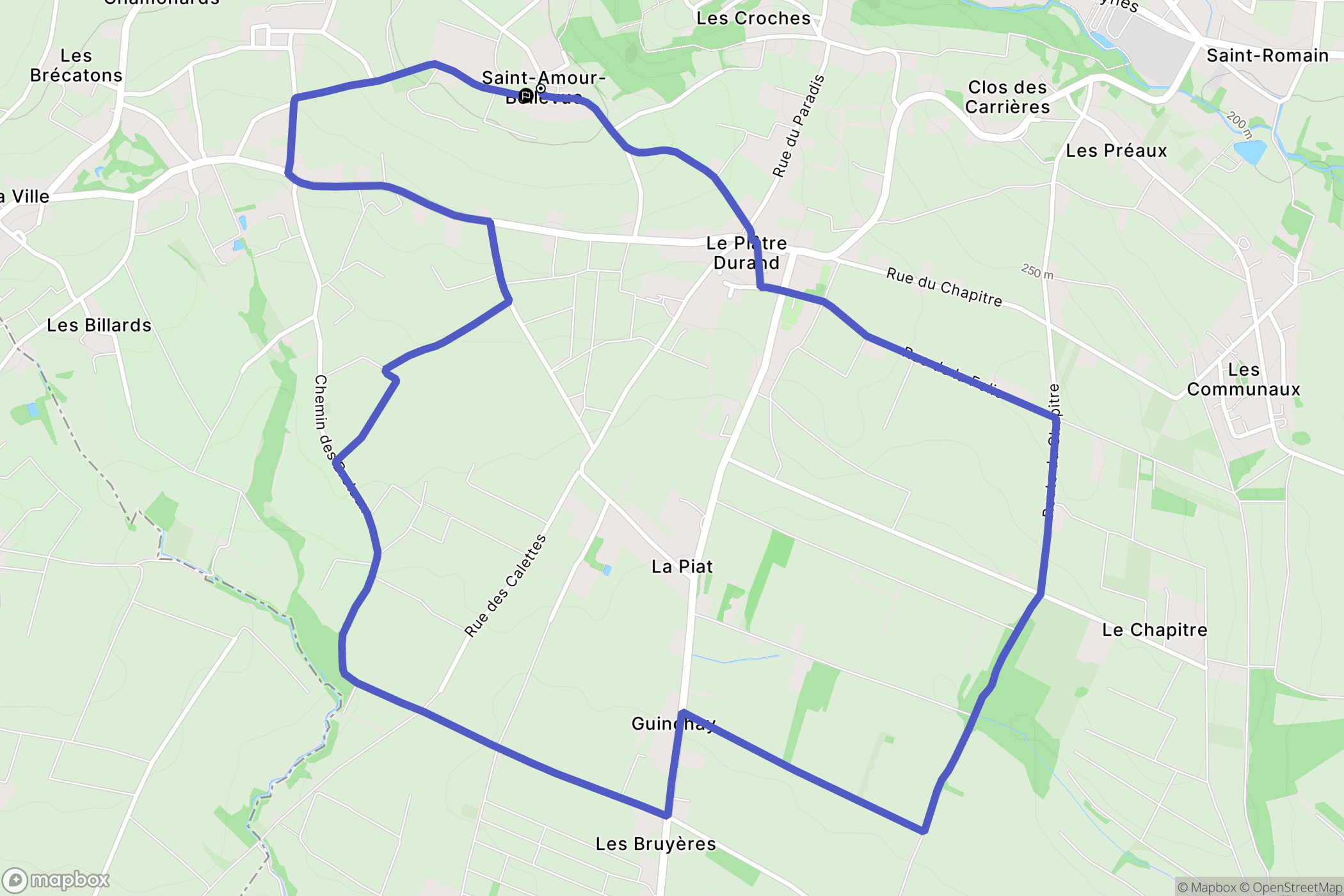 Saint-Amour-Bellevue : carte du parcours de randonnée - France