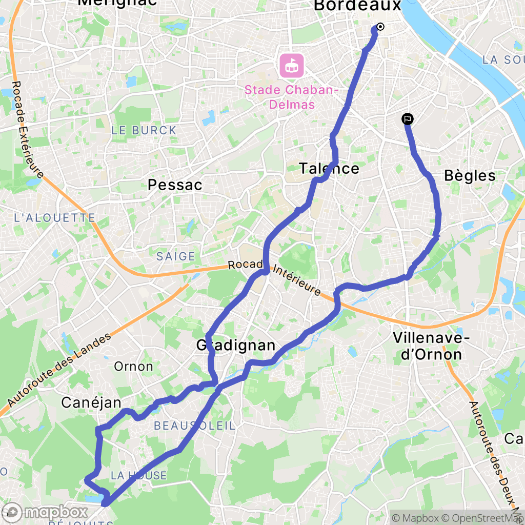 Bordeaux : carte du parcours de randonnée - France