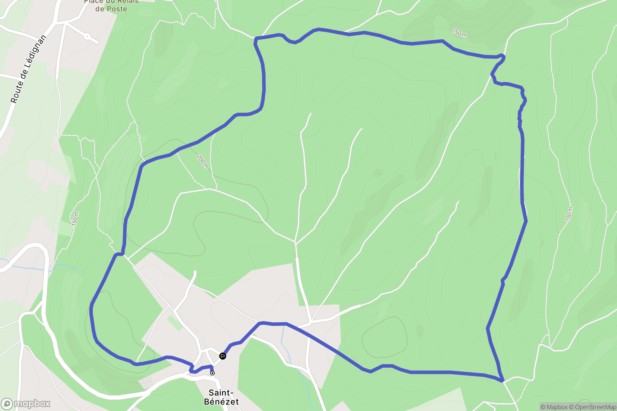 Saint-Bénézet : carte du parcours de randonnée - France
