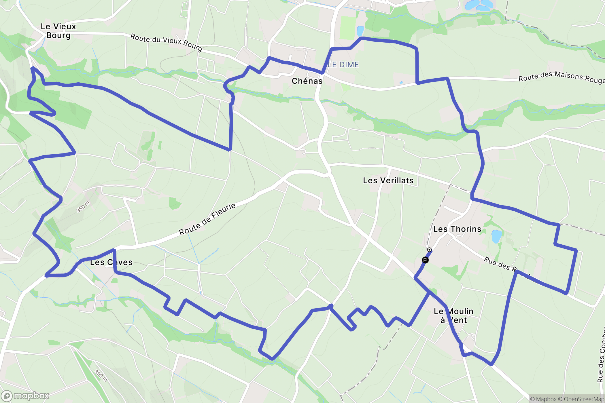 Chénas : carte du parcours de randonnée - France