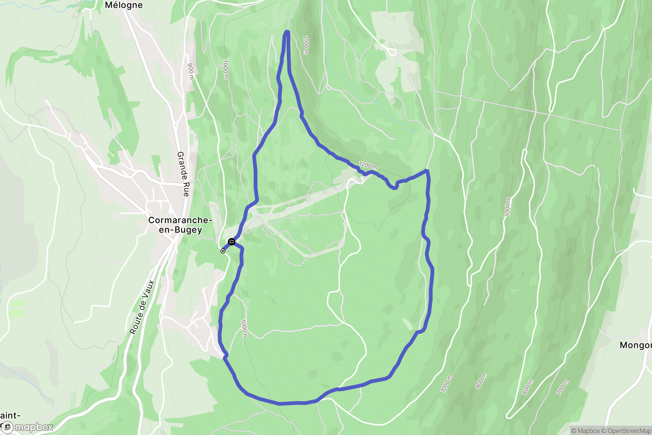 Plateau d'Hauteville : carte du parcours de randonnée - France