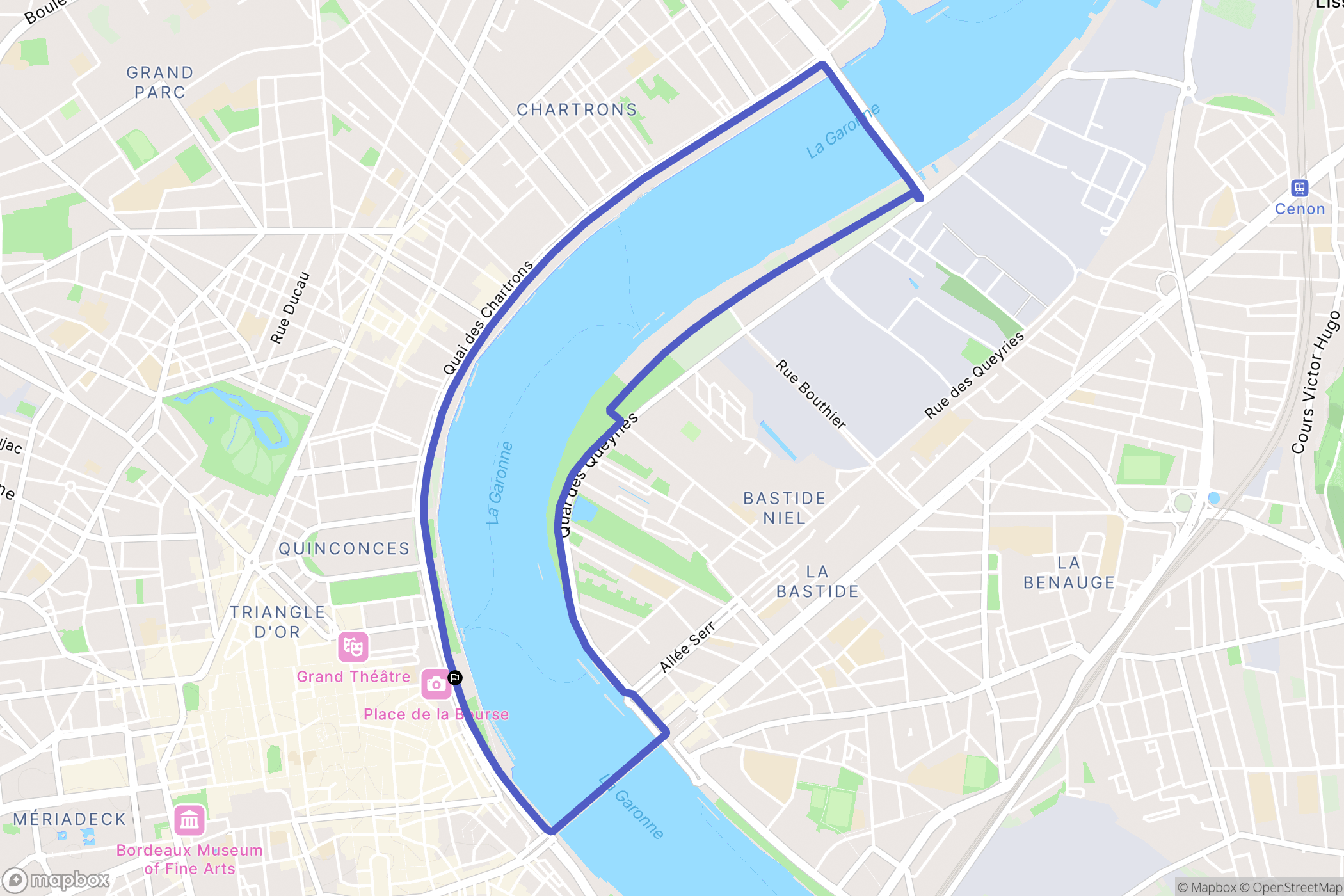 Bordeaux : carte du parcours de randonnée - France